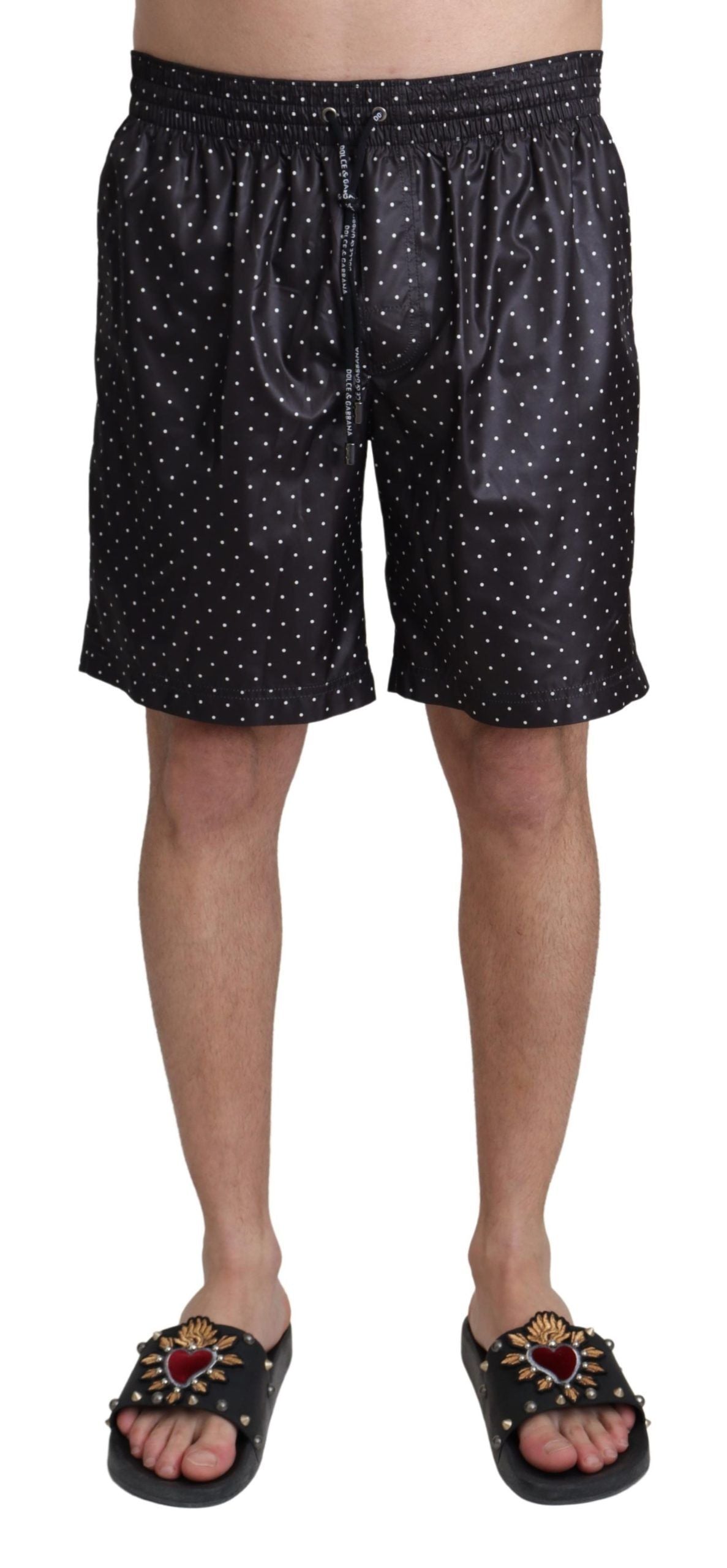 Dolce &amp; Gabbana Chic Black Polka Dot - Șort de baie pentru bărbați