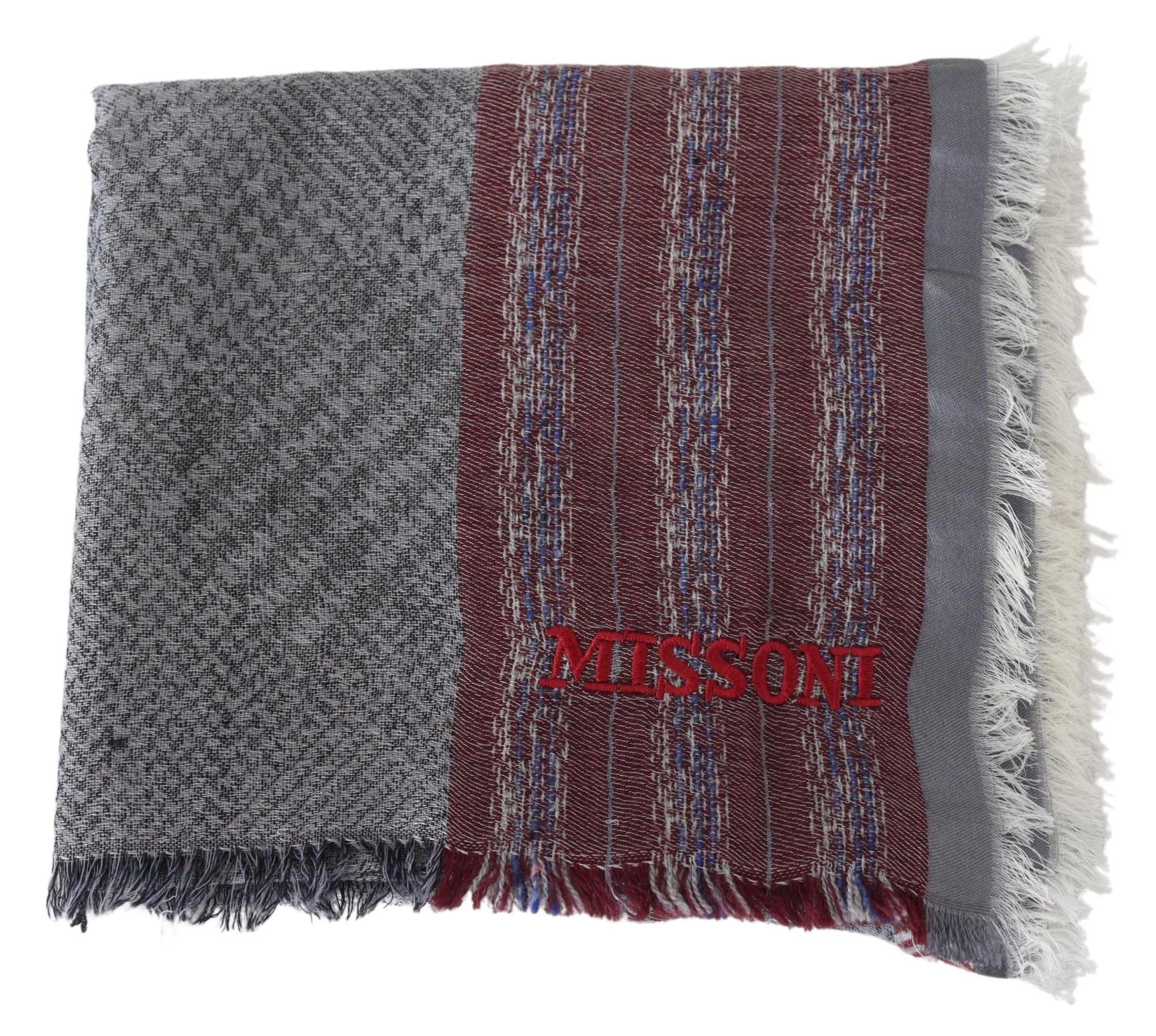 Eșarfă elegantă din lână cu dungi Missoni și logo