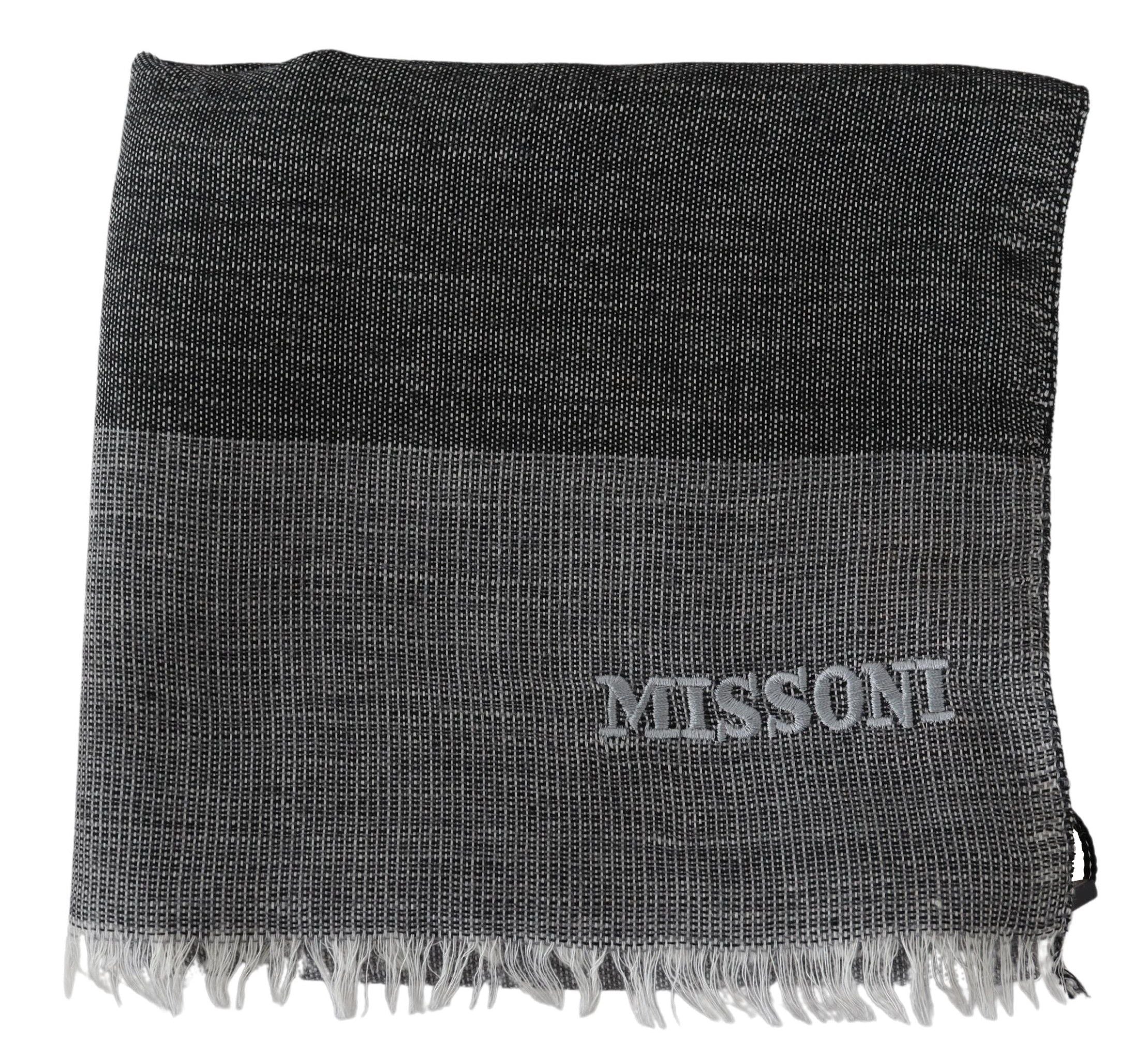 Eșarfă elegantă din lână cu dungi Missoni și broderie cu logo