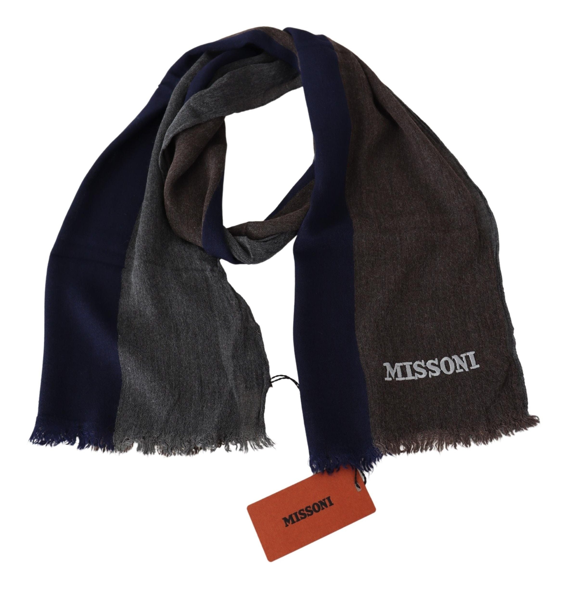 Eșarfă elegantă din lână multicoloră Missoni cu broderie semnătură