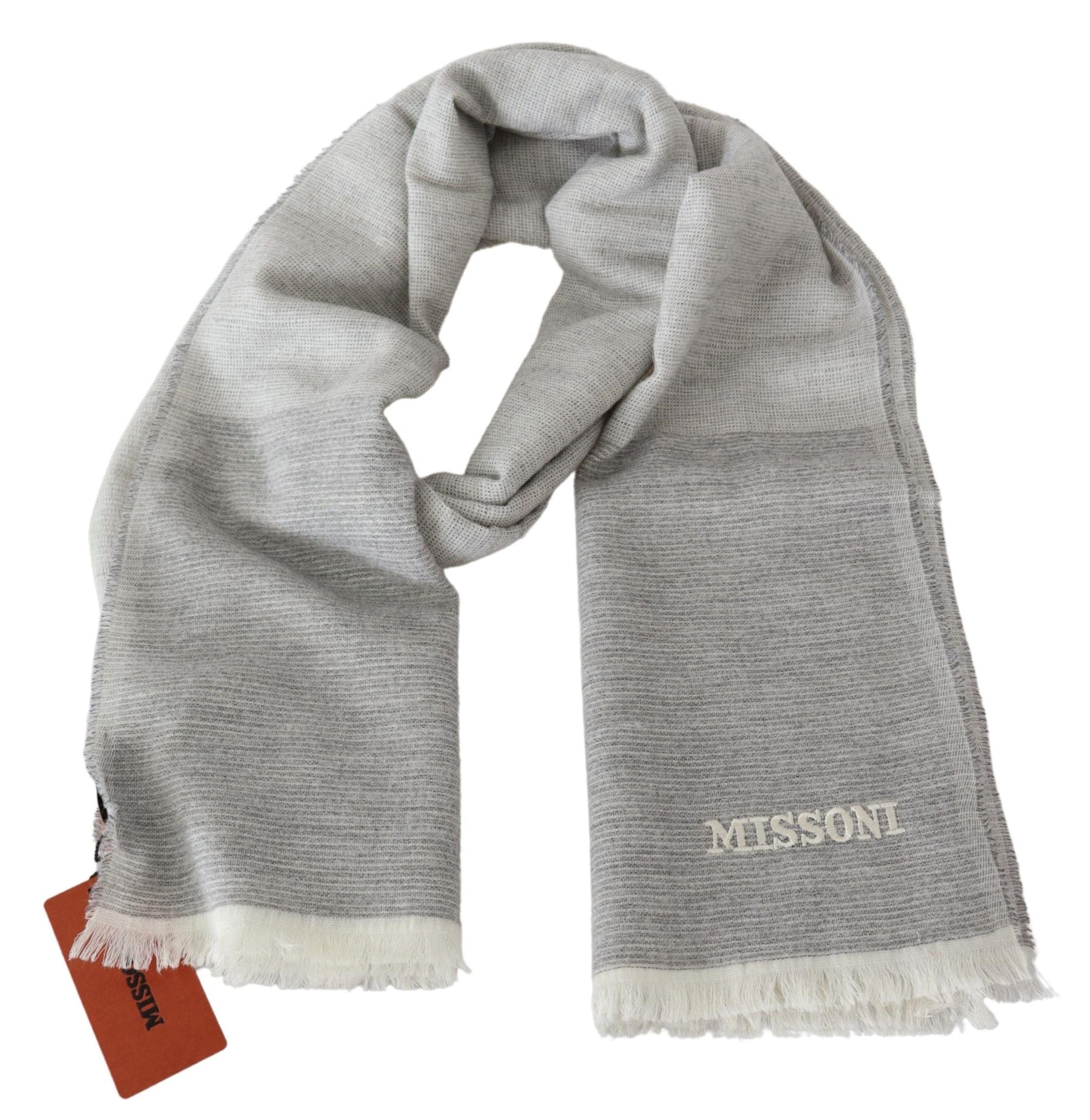 Missoni – Eleganter, beiger Wollschal mit Stickerei-Detail