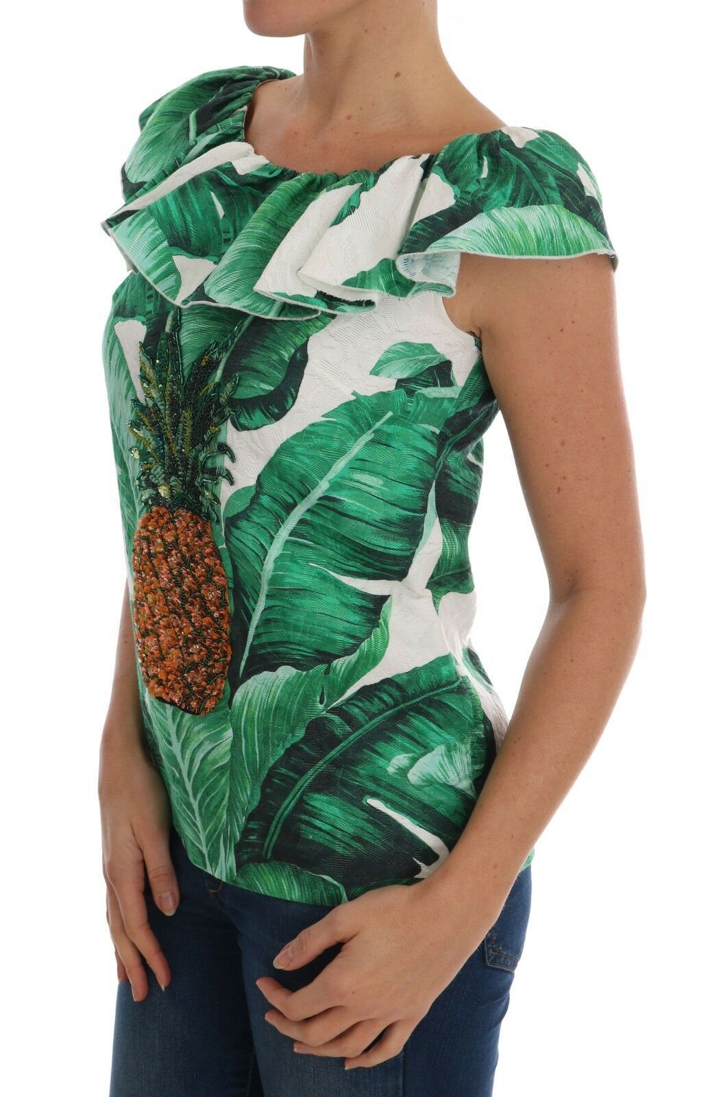 Dolce &amp; Gabbana Elegante Ananasbluse mit Pailletten