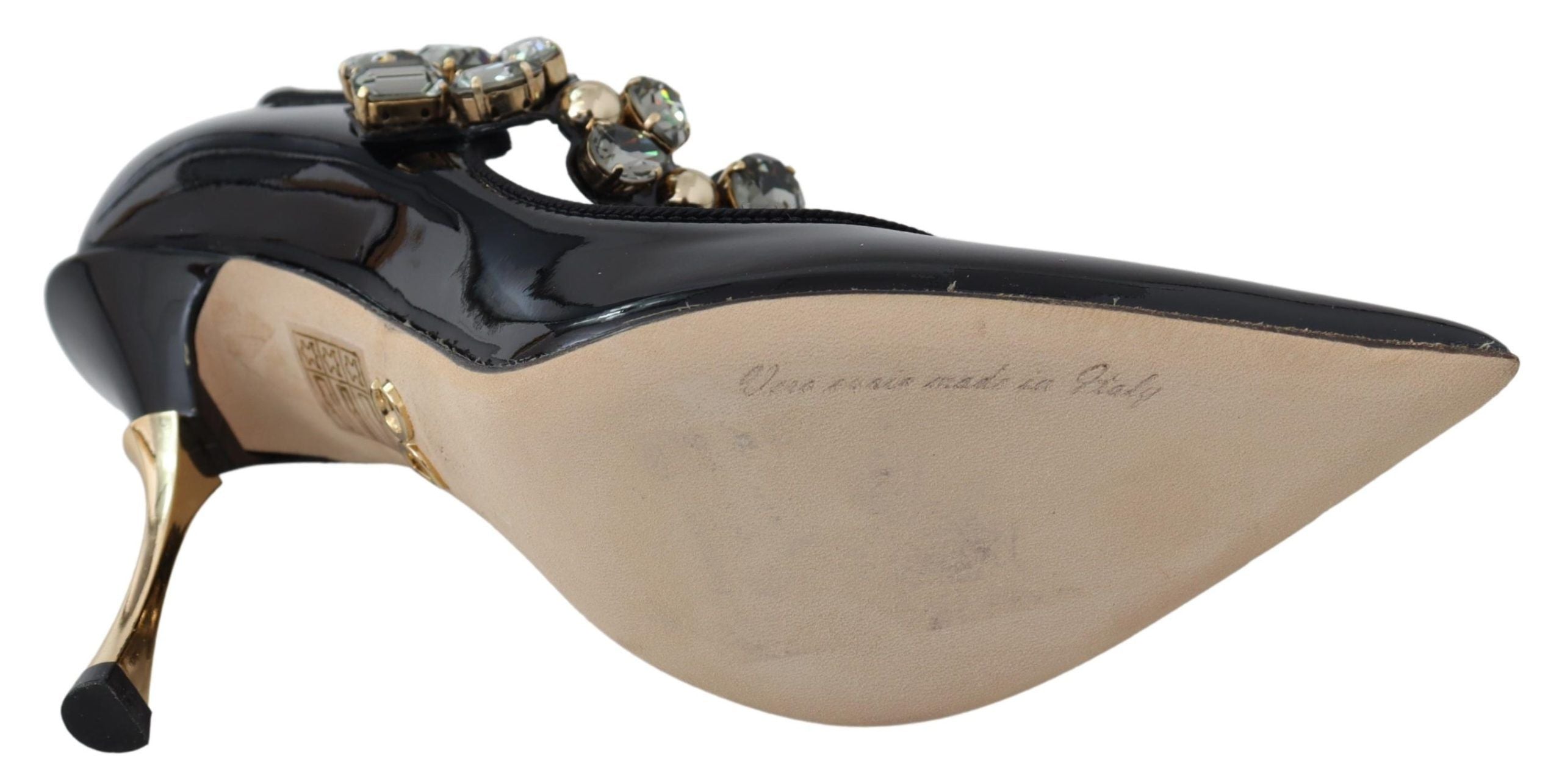 Dolce &amp; Gabbana Elegante schwarze Pumps aus Leder mit Kristallen
