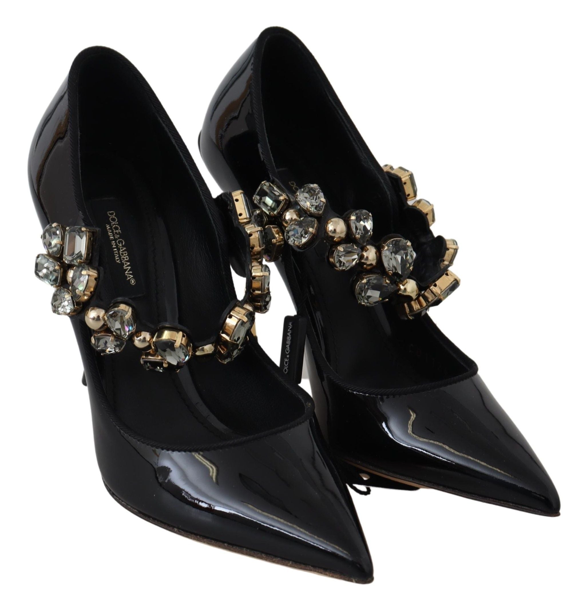 Dolce &amp; Gabbana Elegante schwarze Pumps aus Leder mit Kristallen