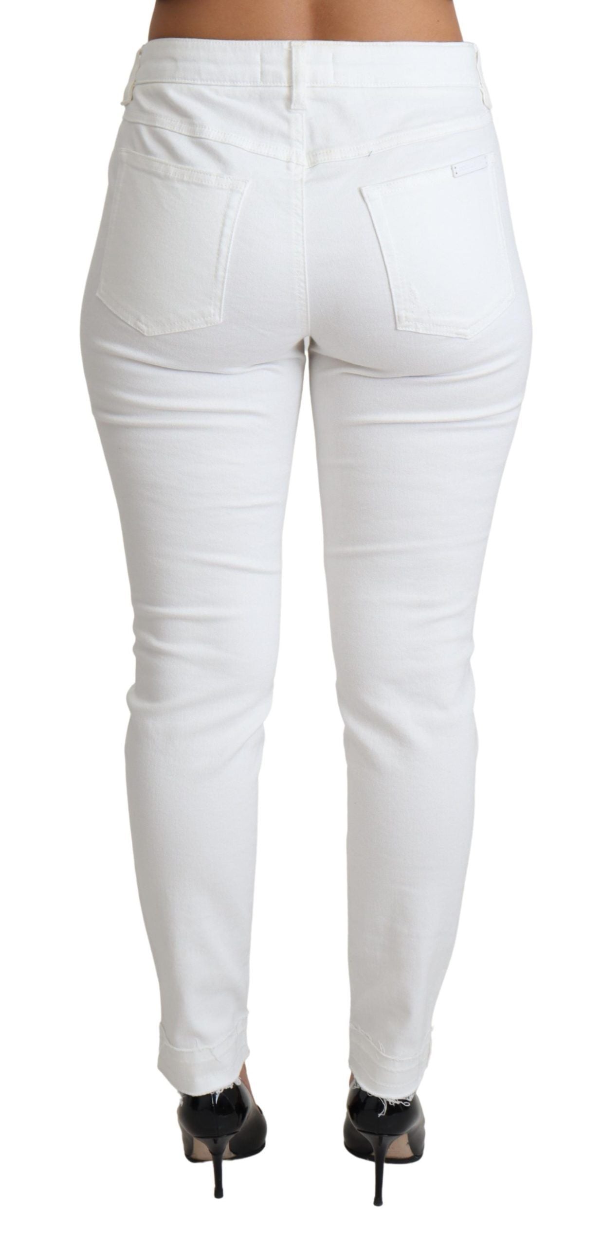 Dolce &amp; Gabbana Schicke weiße Designer-Jeans mit mittlerer Taille