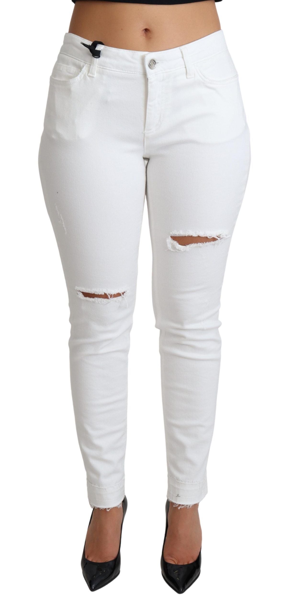 Dolce &amp; Gabbana Schicke weiße Designer-Jeans mit mittlerer Taille
