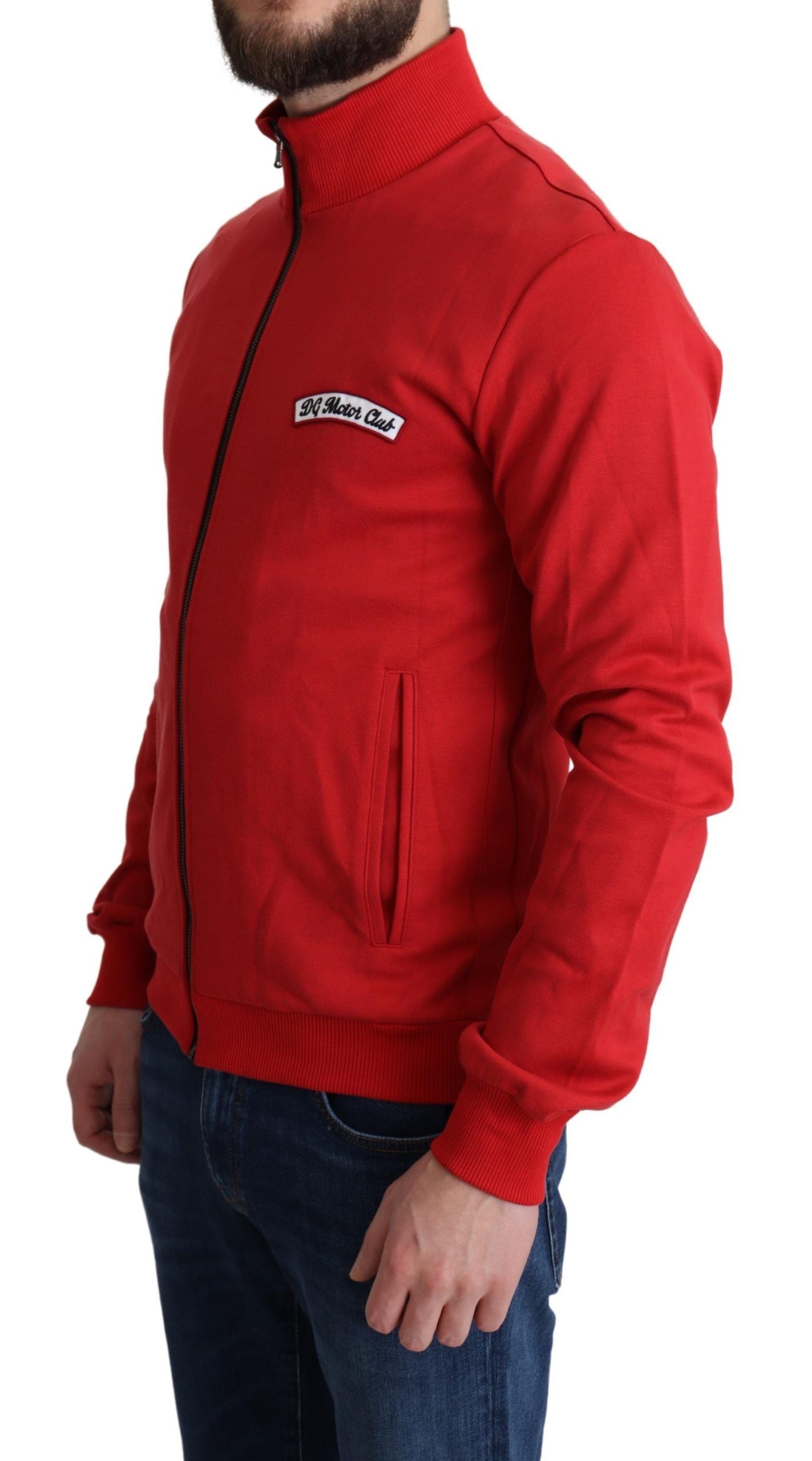 Cardigan Dolce &amp; Gabbana Chic Red cu guler înalt și fermoar