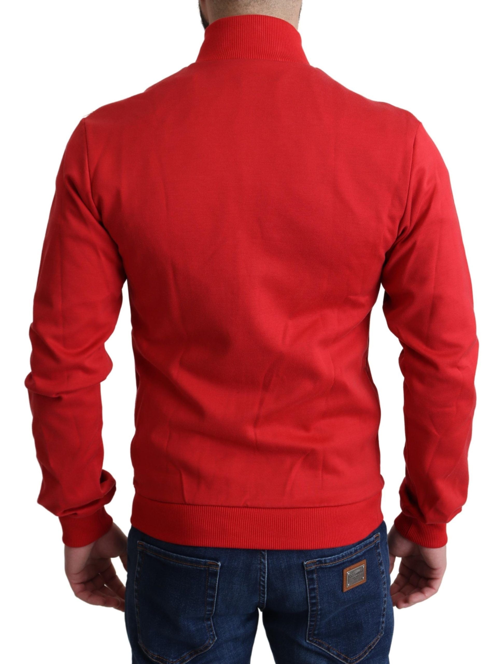 Dolce &amp; Gabbana Schicker roter Rollkragen-Cardigan mit Reißverschluss