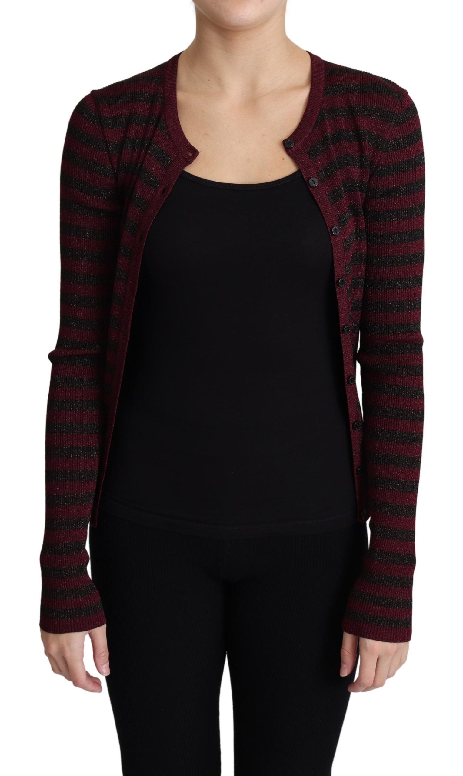 Dolce &amp; Gabbana Elegante gestreifte Viskose-Strickjacke