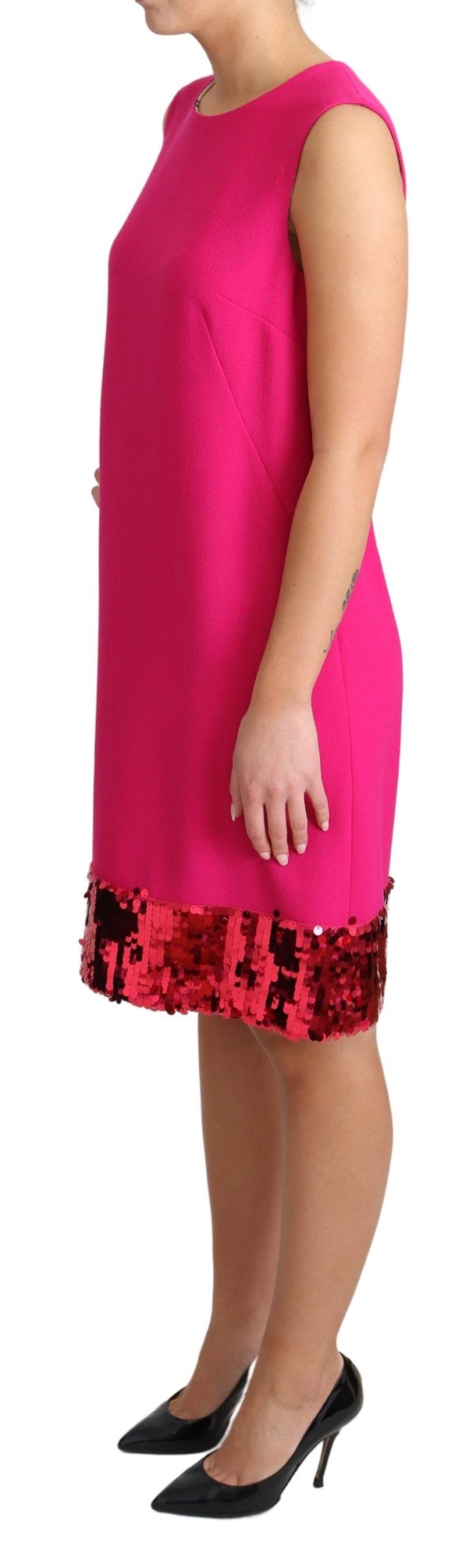 Rochie elegantă Dolce &amp; Gabbana fuchsia din amestec de lână cu paiete