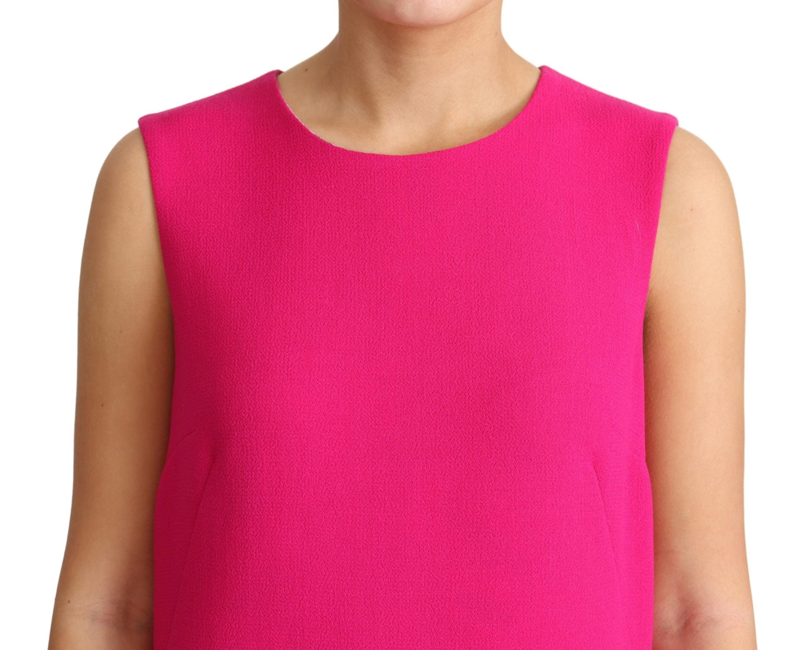 Rochie elegantă Dolce &amp; Gabbana fuchsia din amestec de lână cu paiete