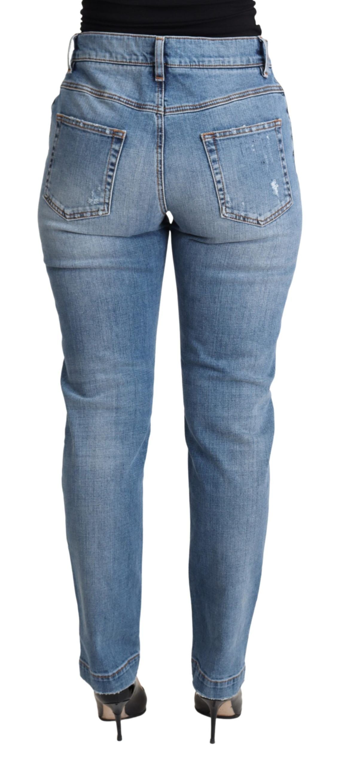 Dolce &amp; Gabbana Schicke, hoch taillierte, zerfetzte Röhrenjeans