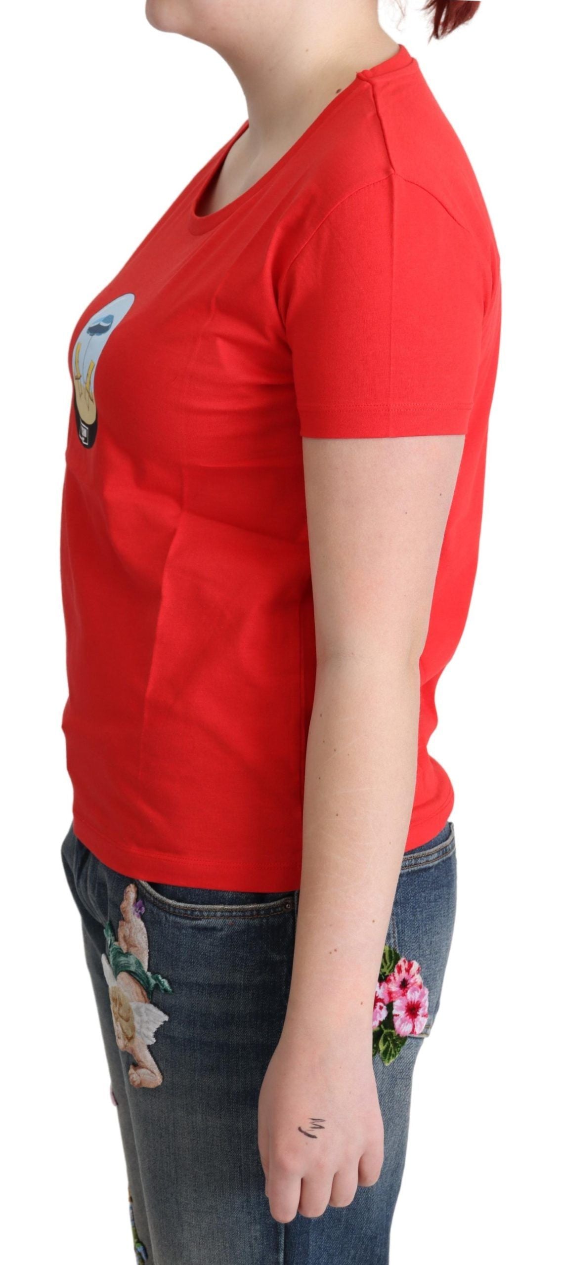 Tricou Moschino Chic roșu din bumbac cu imprimeu semnătură