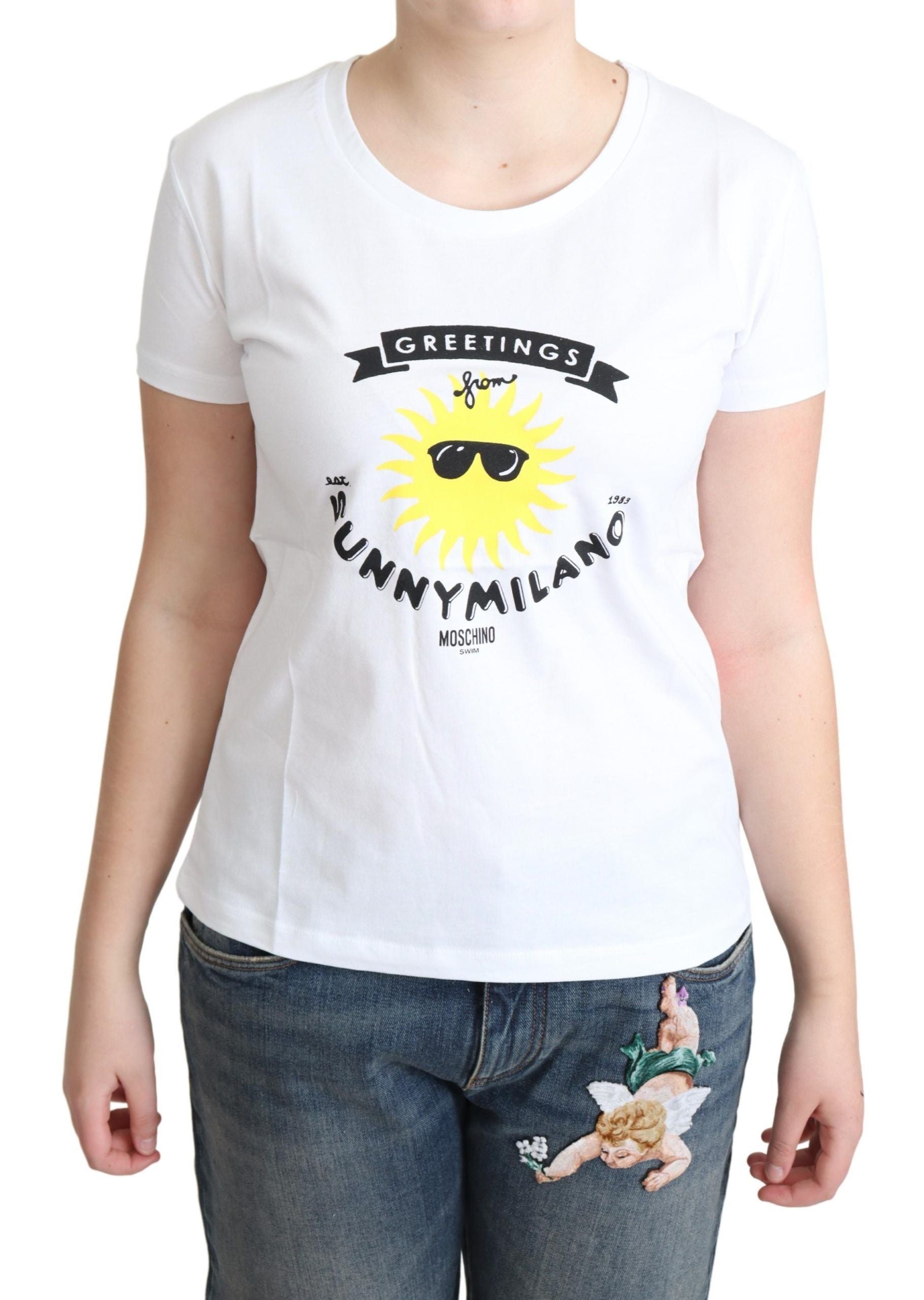 Tricou din bumbac cu imprimeu Moschino Sunny Milano
