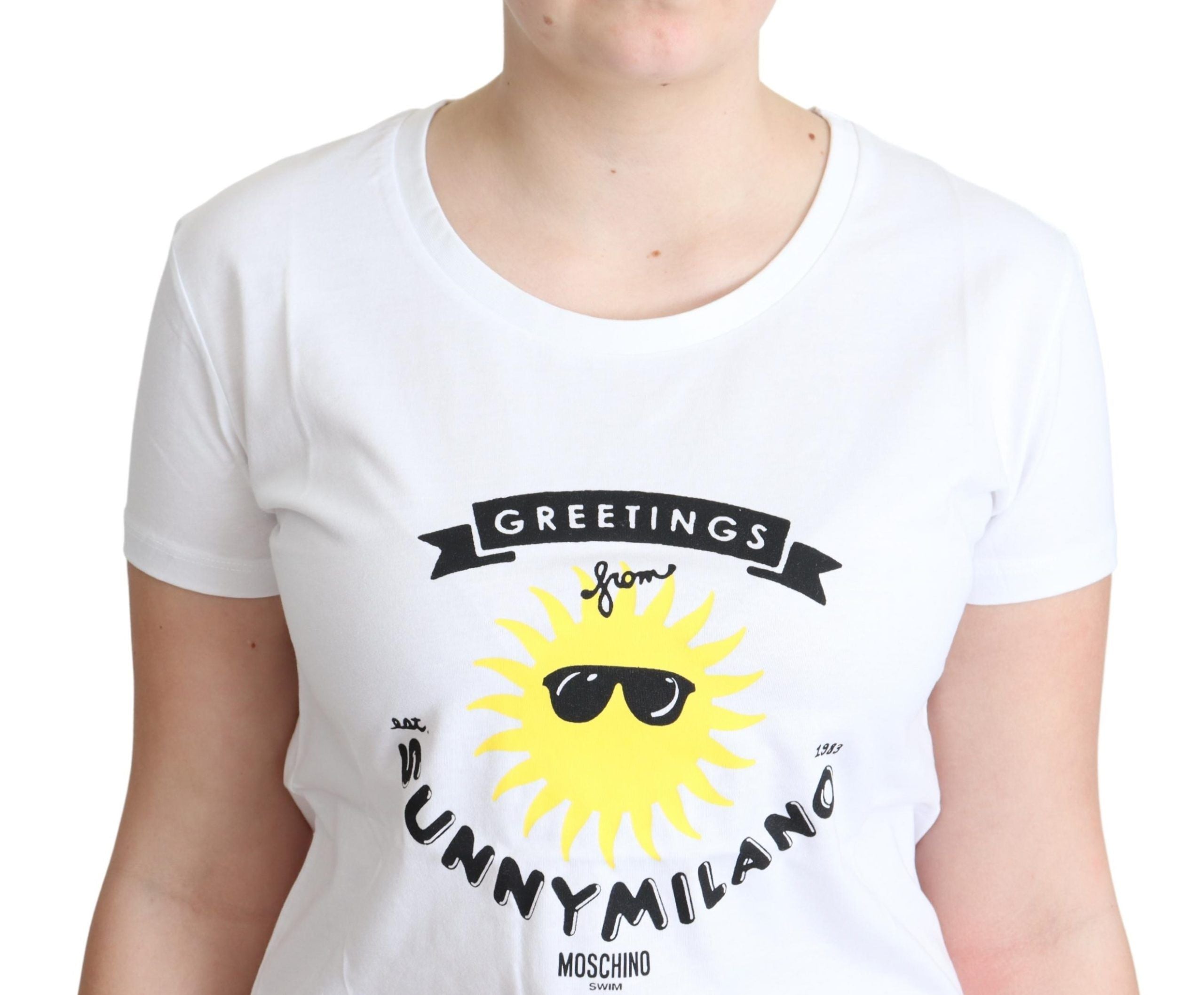 Tricou din bumbac cu imprimeu Moschino Sunny Milano