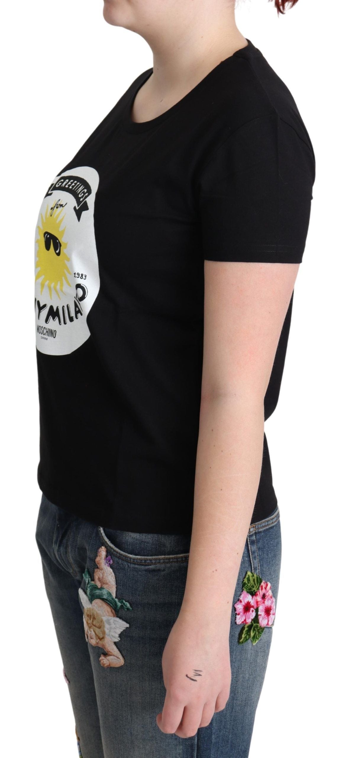 Tricou elegant Moschino din bumbac cu imprimeu Milano