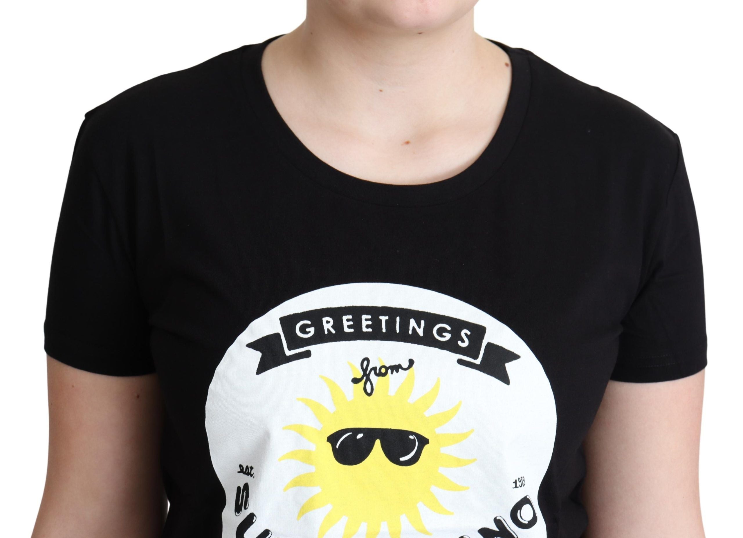 Tricou elegant Moschino din bumbac cu imprimeu Milano