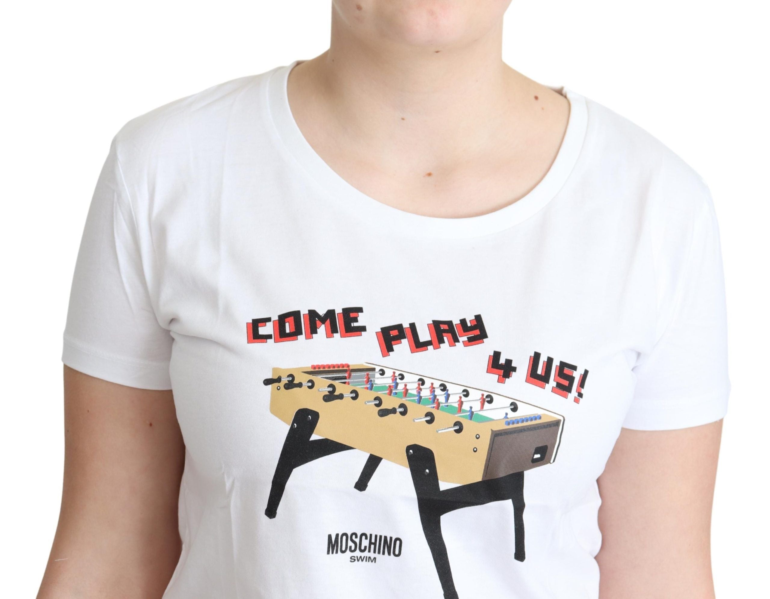 Tricou Moschino Chic din bumbac cu guler rotund și imprimeu jucăuș
