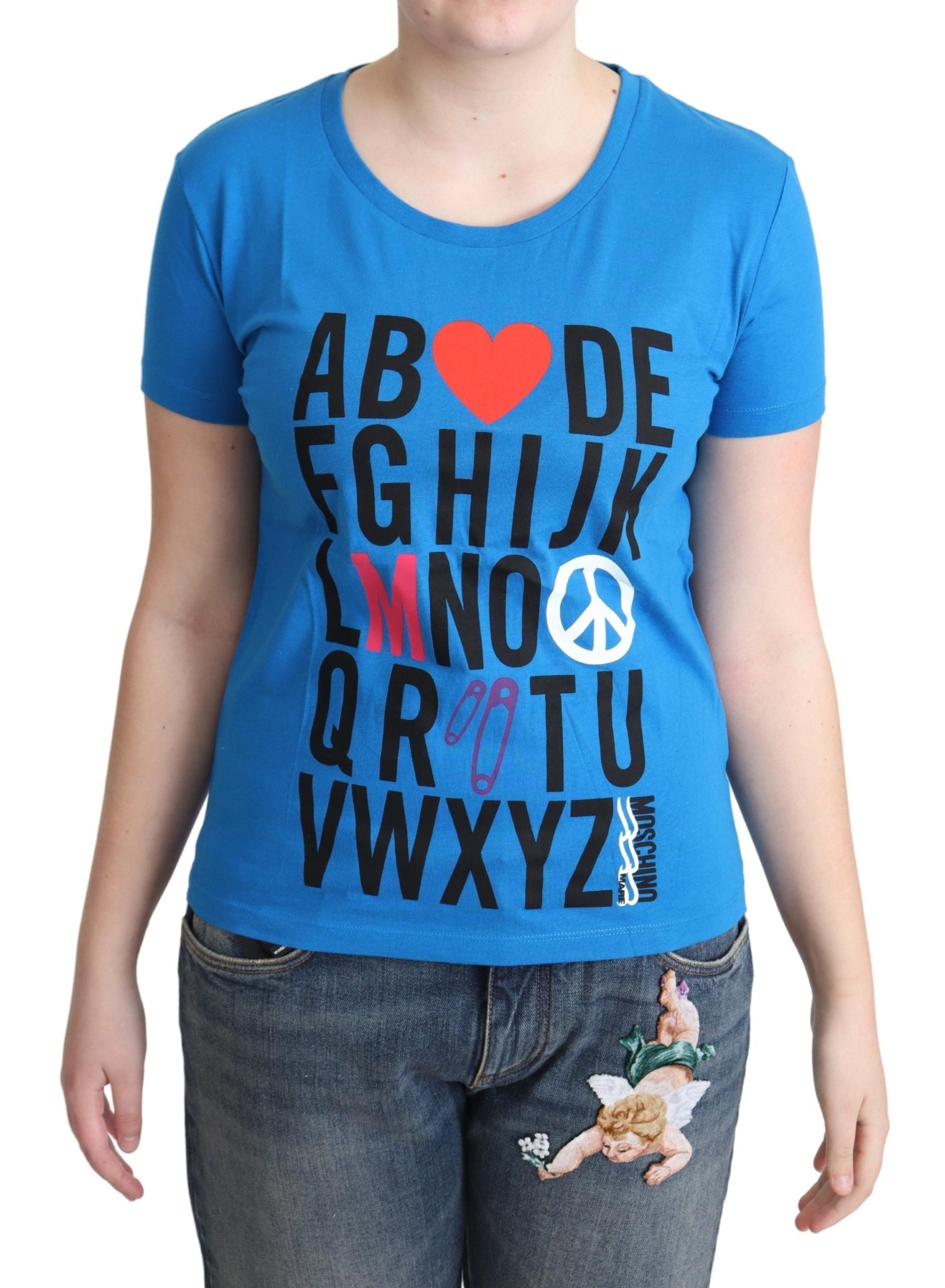 Tricou Moschino Chic Alphabet din bumbac albastru
