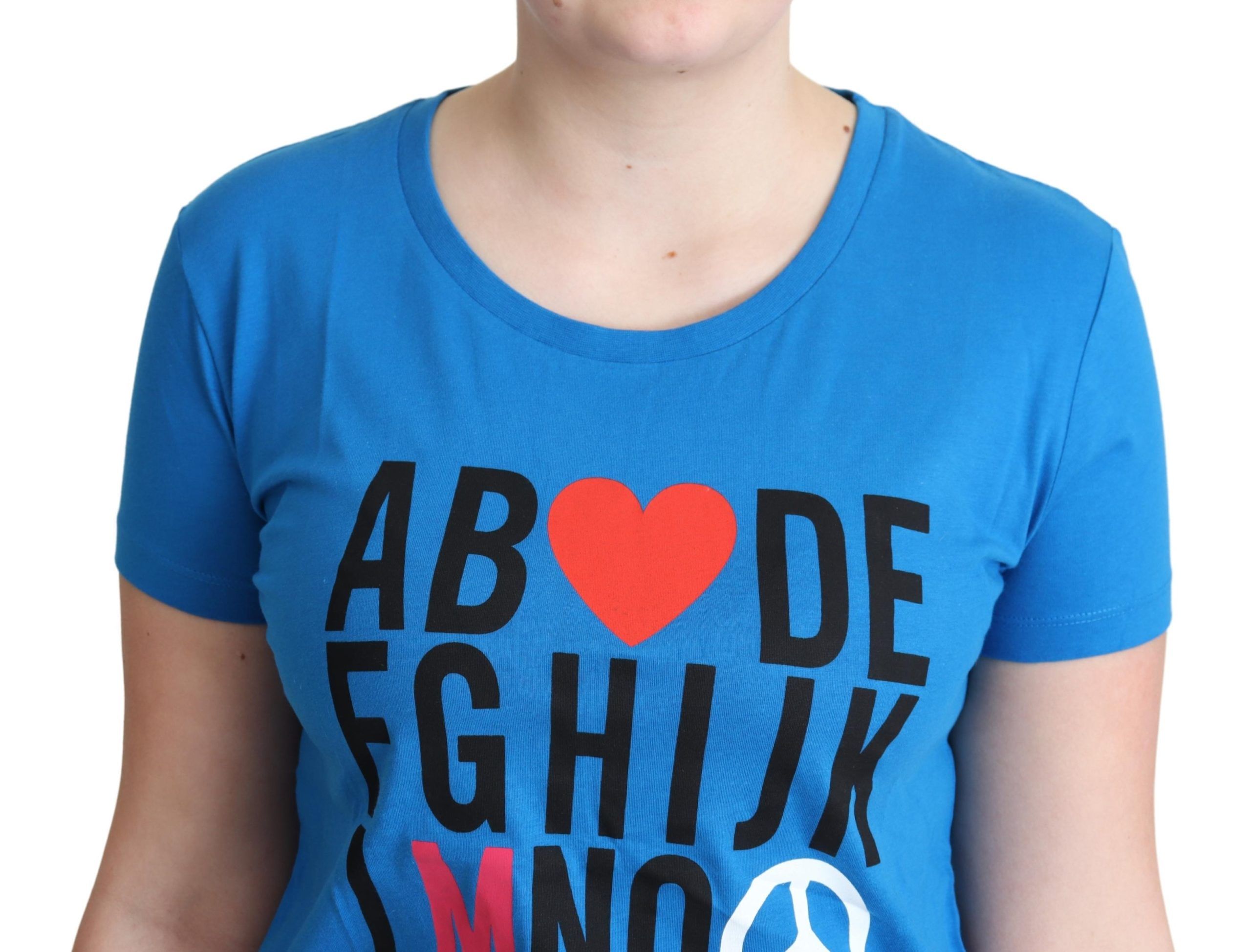 Tricou Moschino Chic Alphabet din bumbac albastru