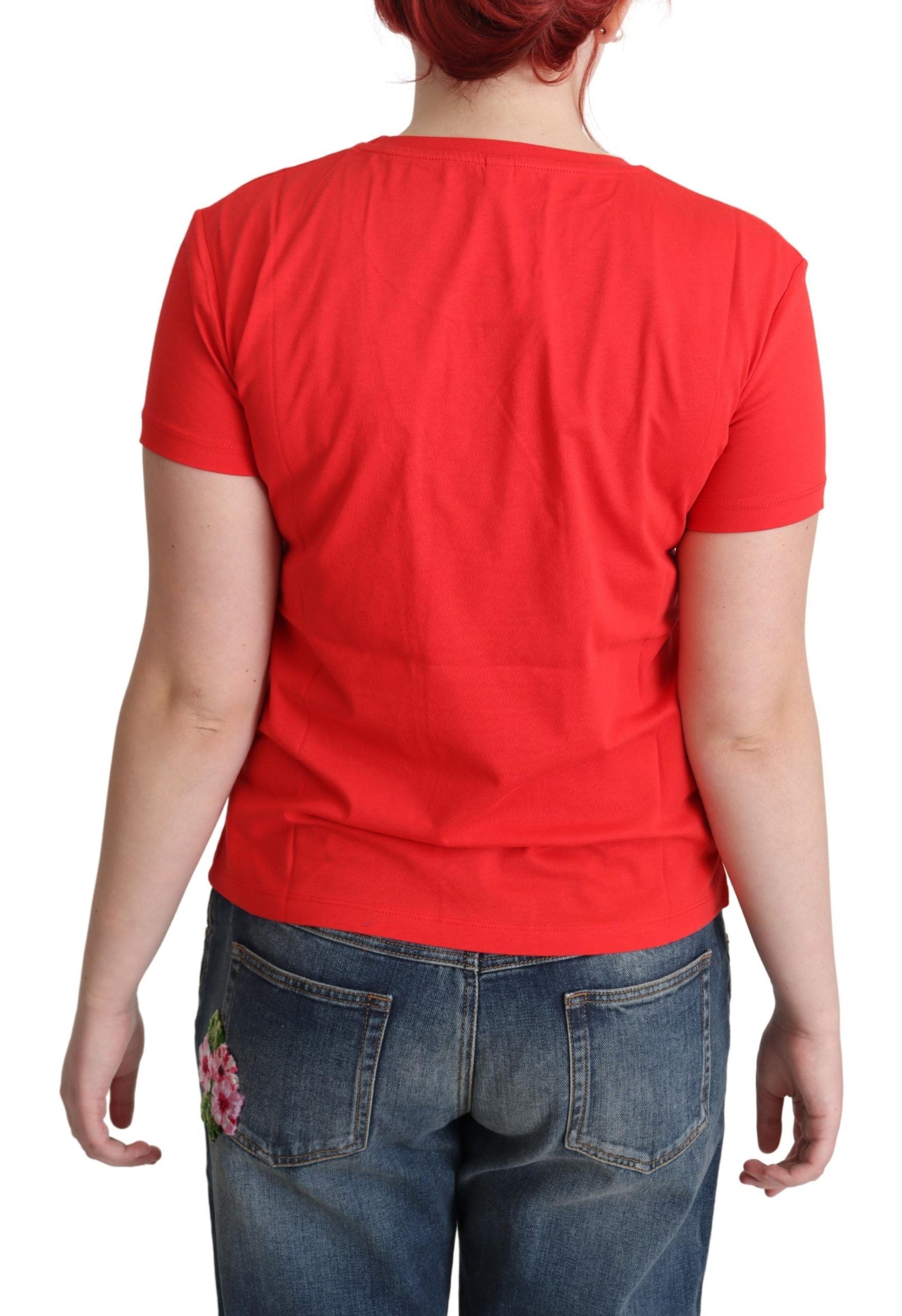 Tricou Moschino Chic roșu din bumbac cu grafică