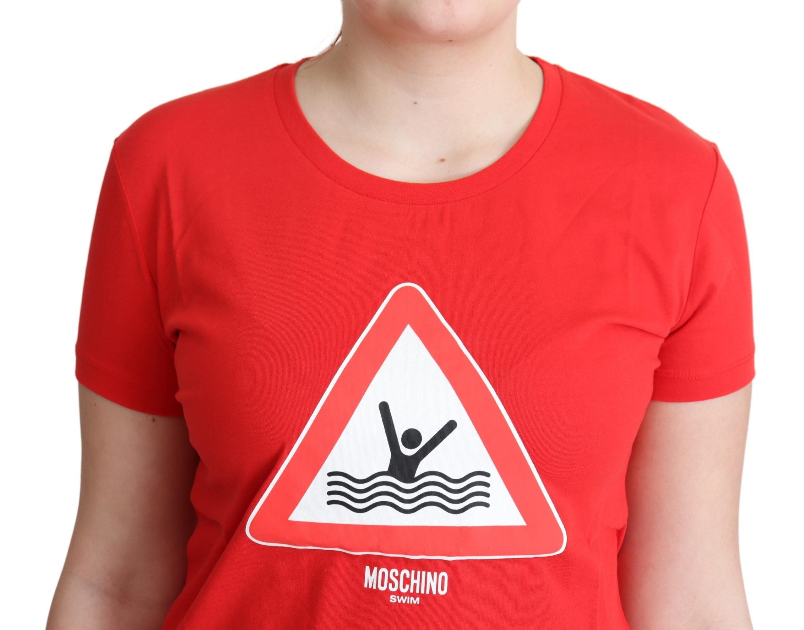 Tricou Moschino Chic roșu din bumbac cu grafică