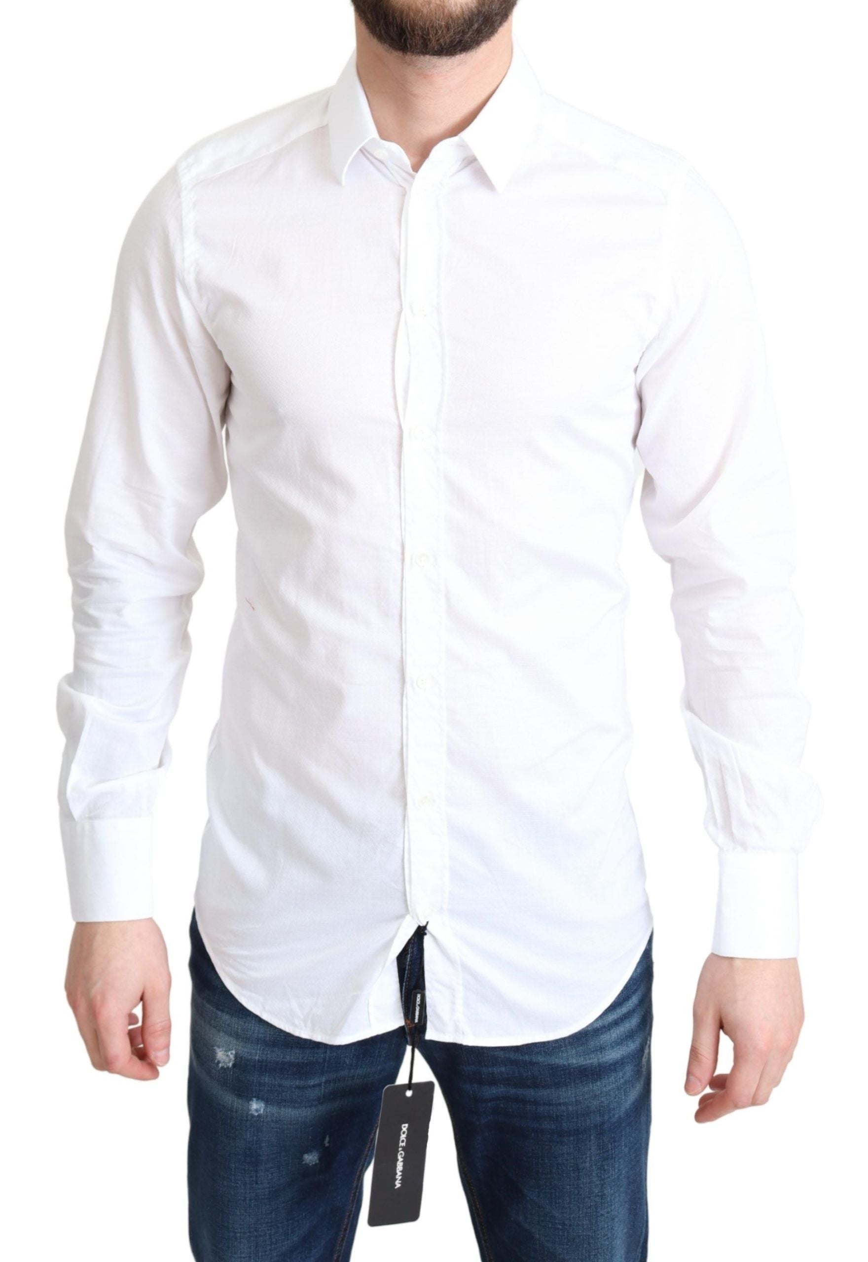 Dolce &amp; Gabbana Elegantes weißes Baumwollhemd Slim Fit