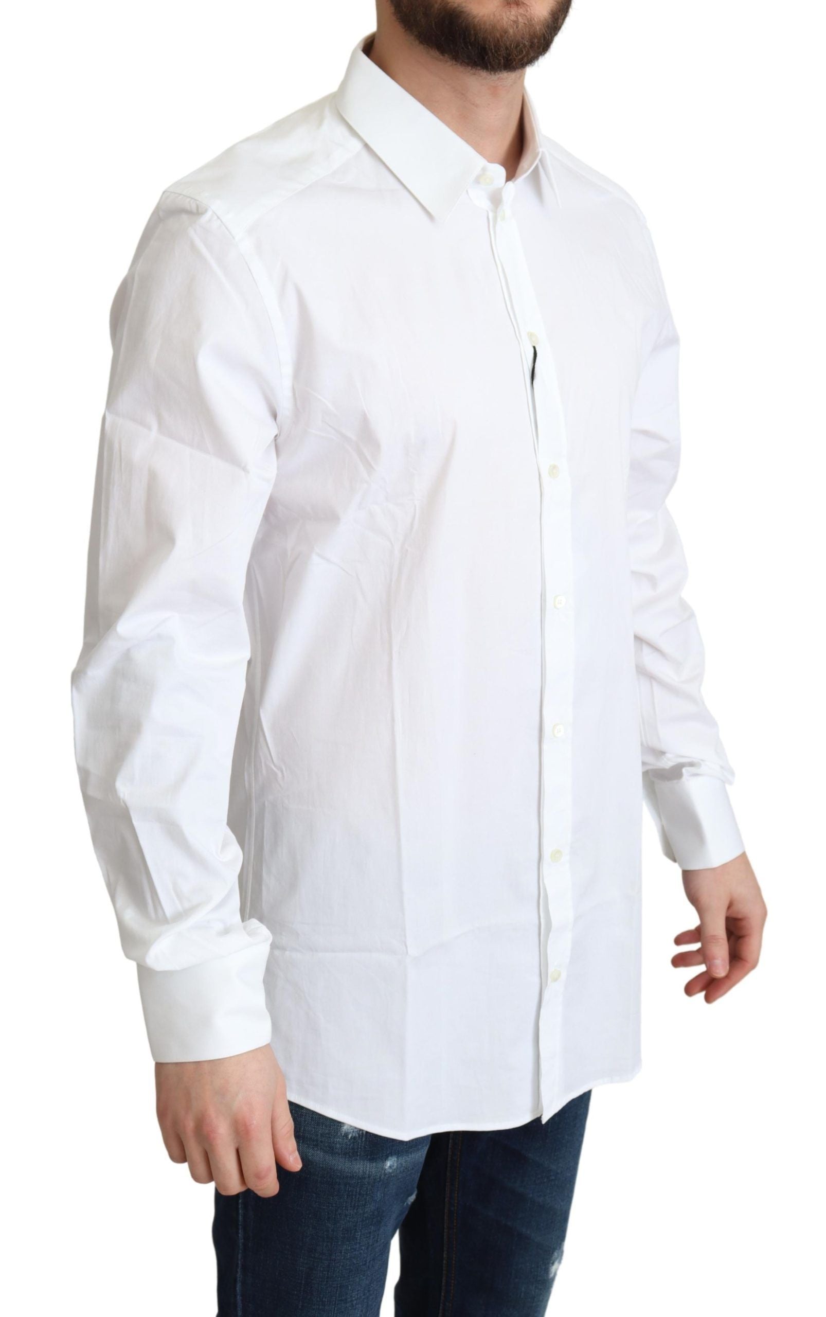 Dolce &amp; Gabbana Elegantes weißes Baumwoll-Stretch-Hemd