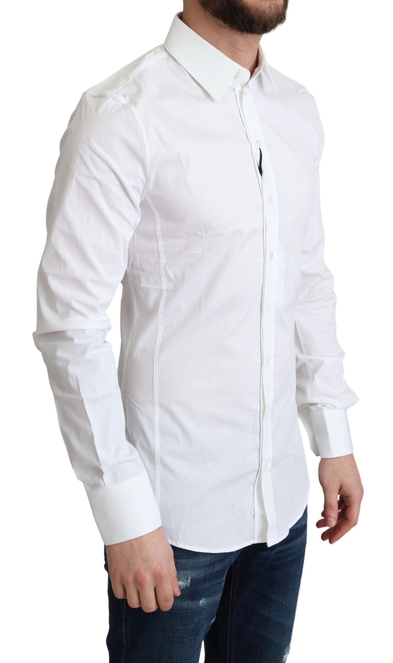 Dolce &amp; Gabbana Elegantes weißes Baumwoll-Stretch-Hemd