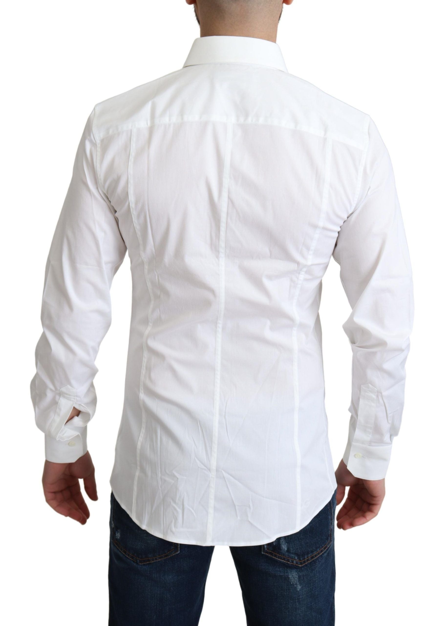 Dolce &amp; Gabbana Elegantes weißes Baumwoll-Stretch-Hemd