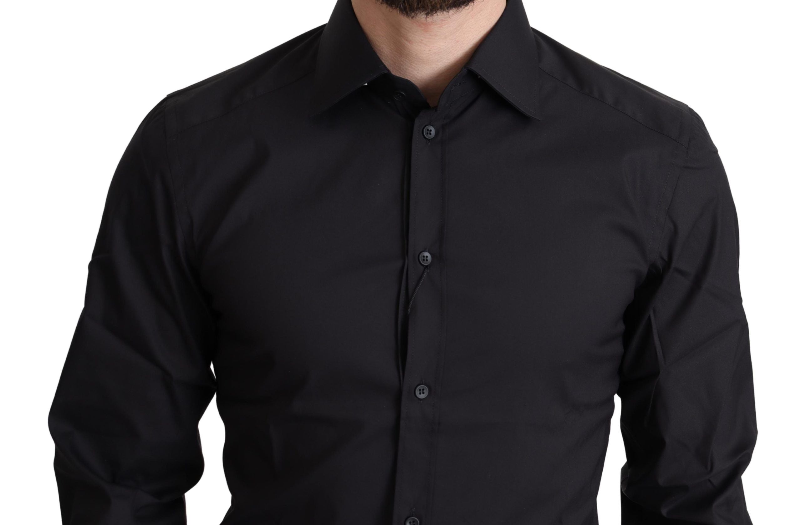 Dolce &amp; Gabbana Elegantes Slim Fit Hemd in Schwarz und Gold