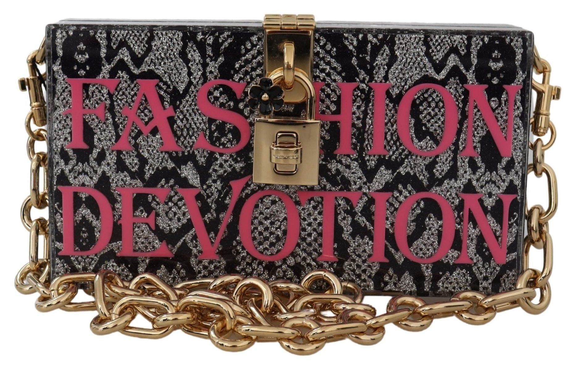 Dolce &amp; Gabbana Geantă de mână Dolce Box din rășină gri cu detalii aurii