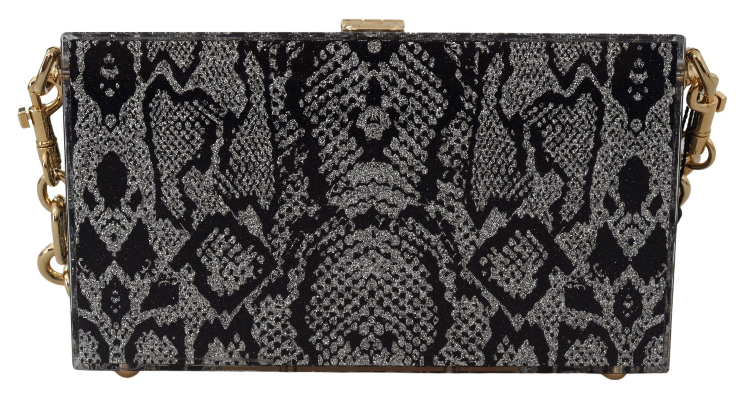 Dolce &amp; Gabbana Geantă de mână Dolce Box din rășină gri cu detalii aurii