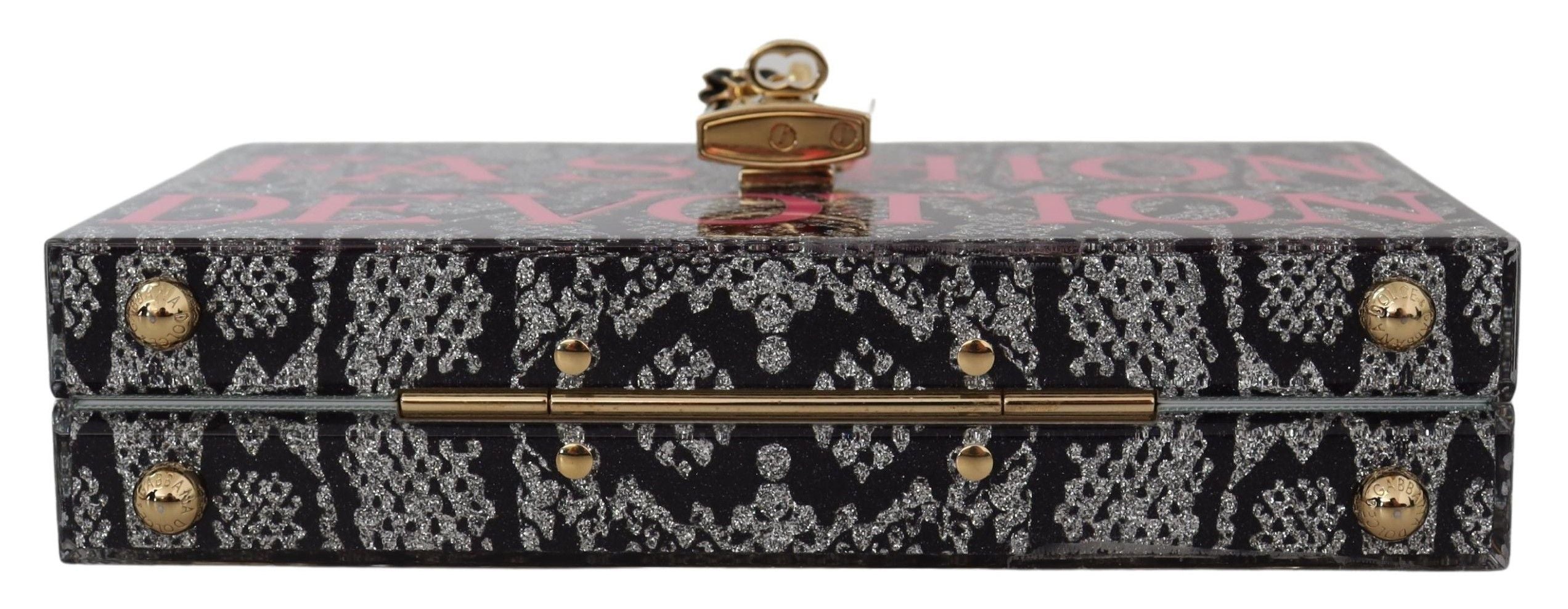 Dolce &amp; Gabbana Geantă de mână Dolce Box din rășină gri cu detalii aurii