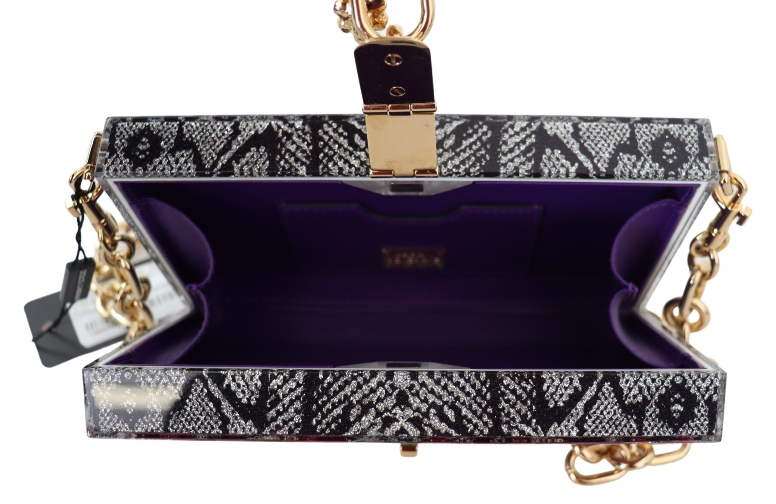 Dolce &amp; Gabbana Geantă de mână Dolce Box din rășină gri cu detalii aurii