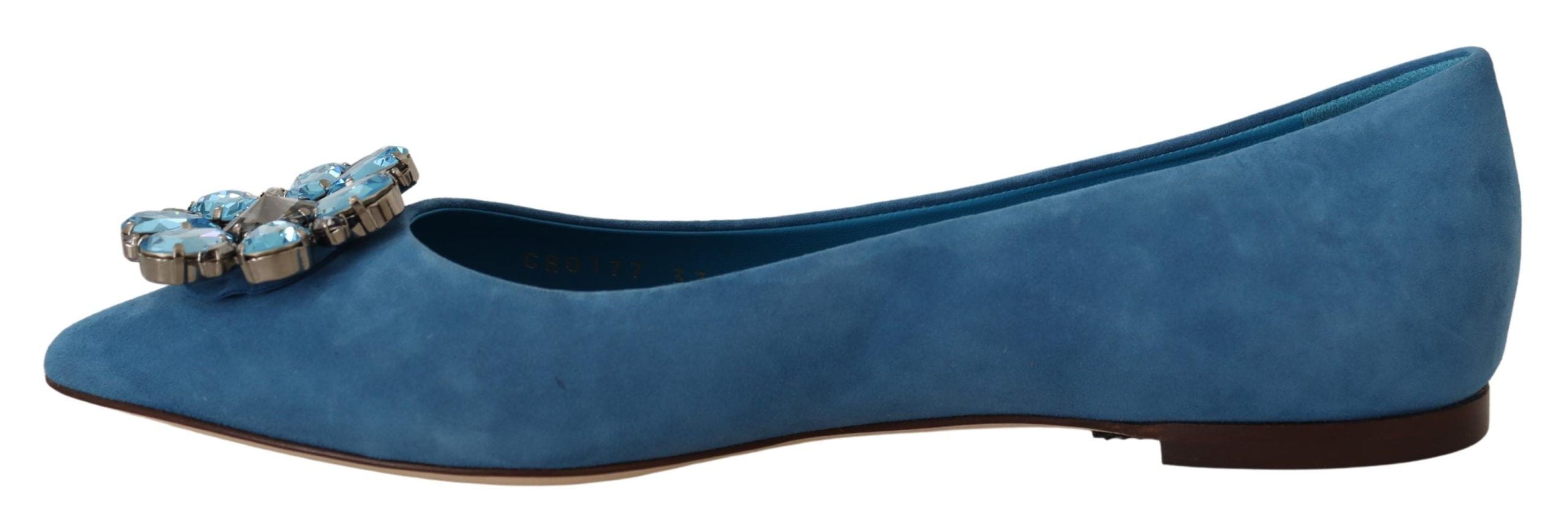 Dolce &amp; Gabbana Elegante, mit Kristallen verzierte Wildleder-Ballerinas