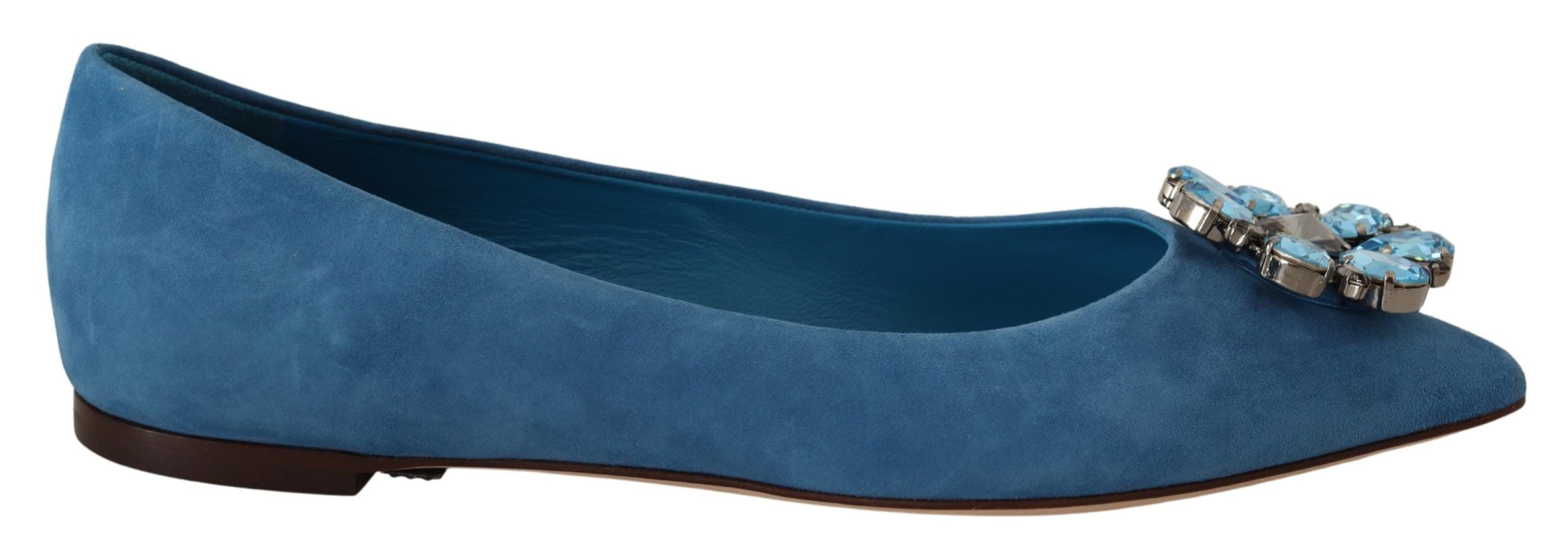Dolce &amp; Gabbana Elegante, mit Kristallen verzierte Wildleder-Ballerinas