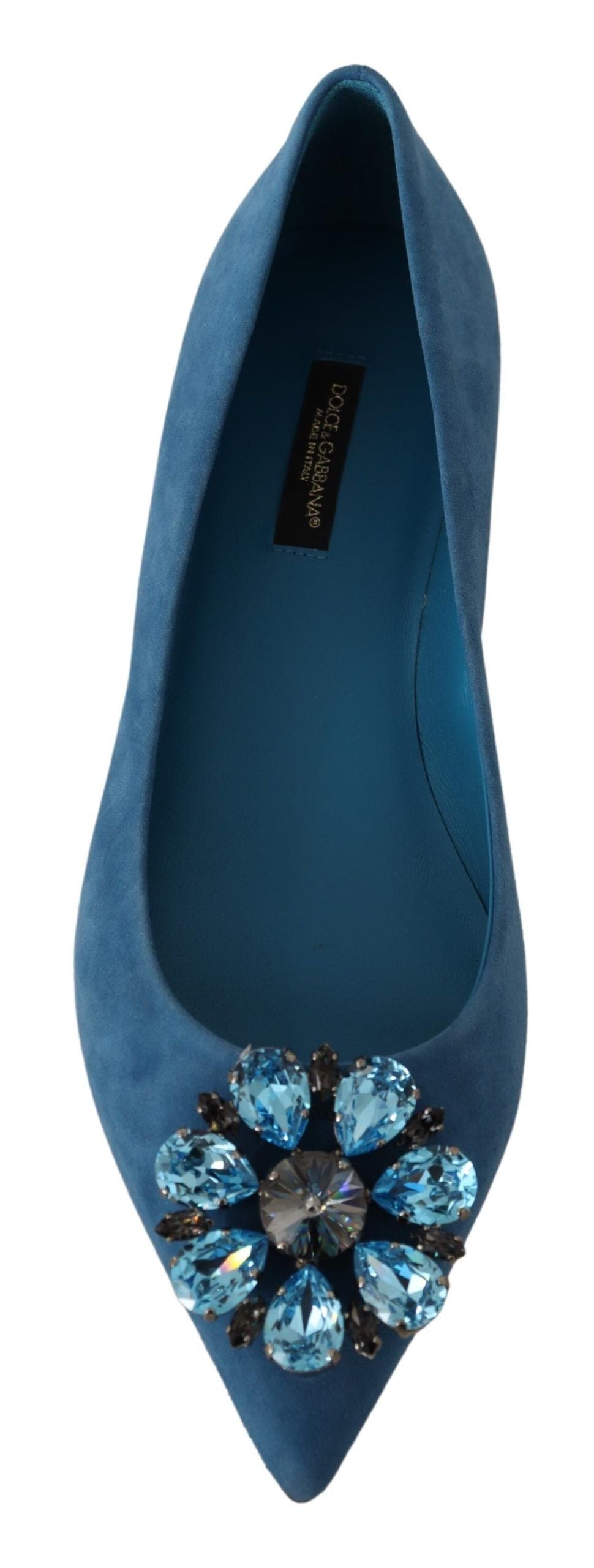 Dolce &amp; Gabbana Elegante, mit Kristallen verzierte Wildleder-Ballerinas