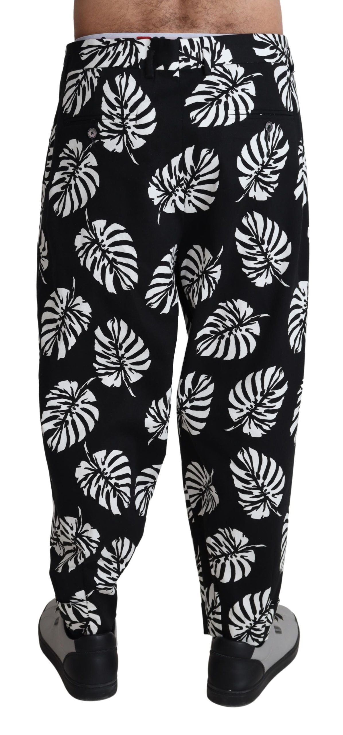 Dolce &amp; Gabbana Elegante Baumwollhose mit Palmenblatt-Print