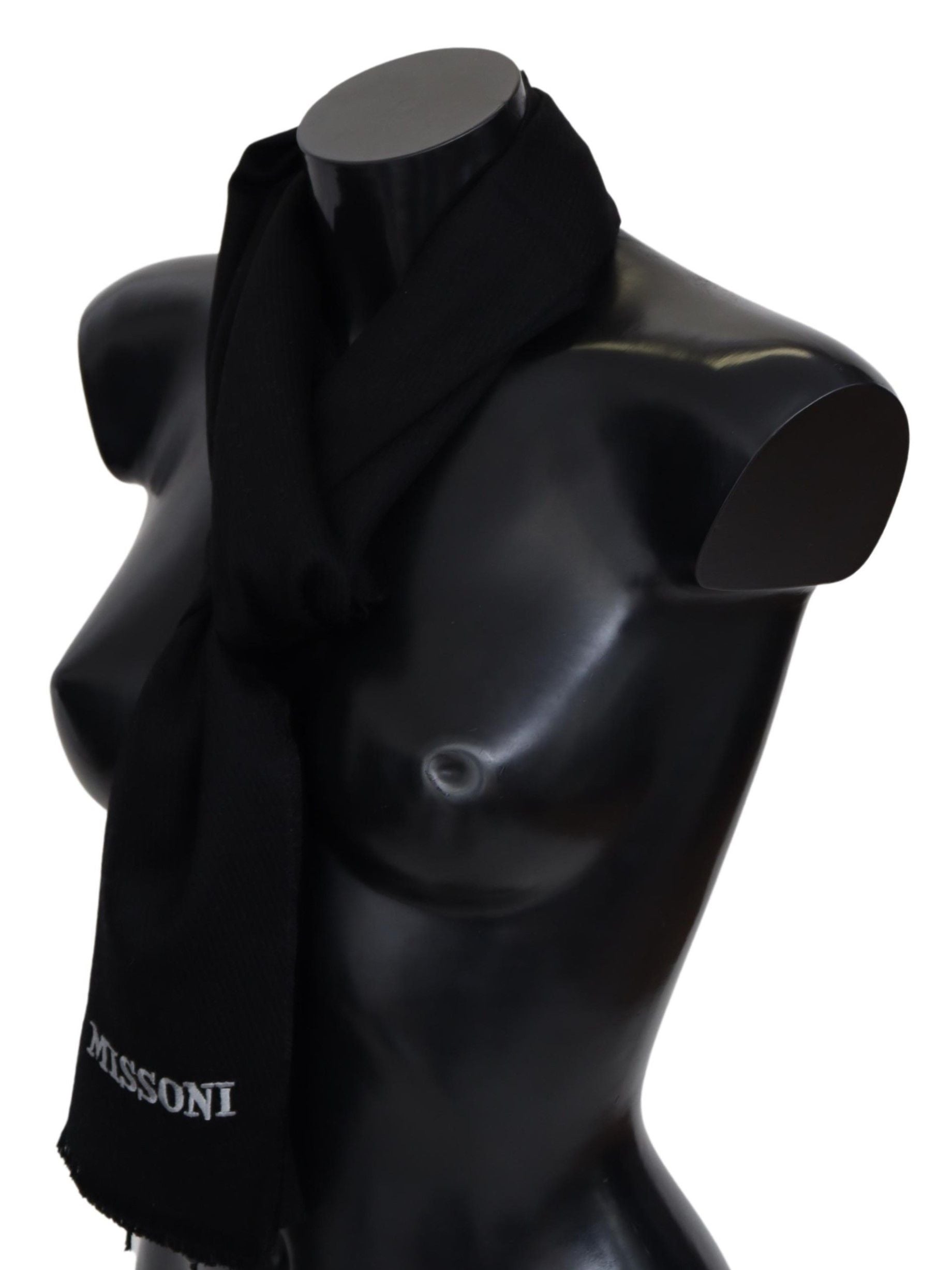 Missoni – Eleganter bestickter Wollschal in Schwarz