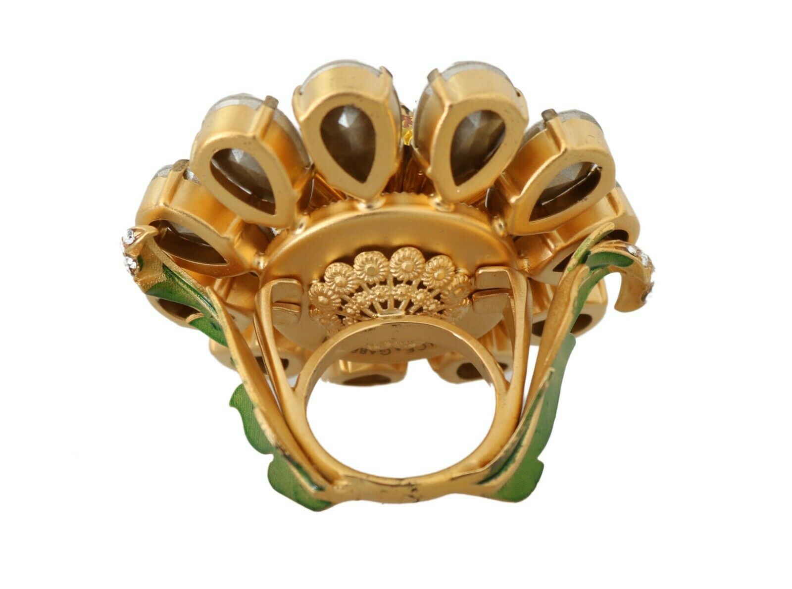 Inel Dolce &amp; Gabbana cu flori de cristal, mărimea 7,5 US