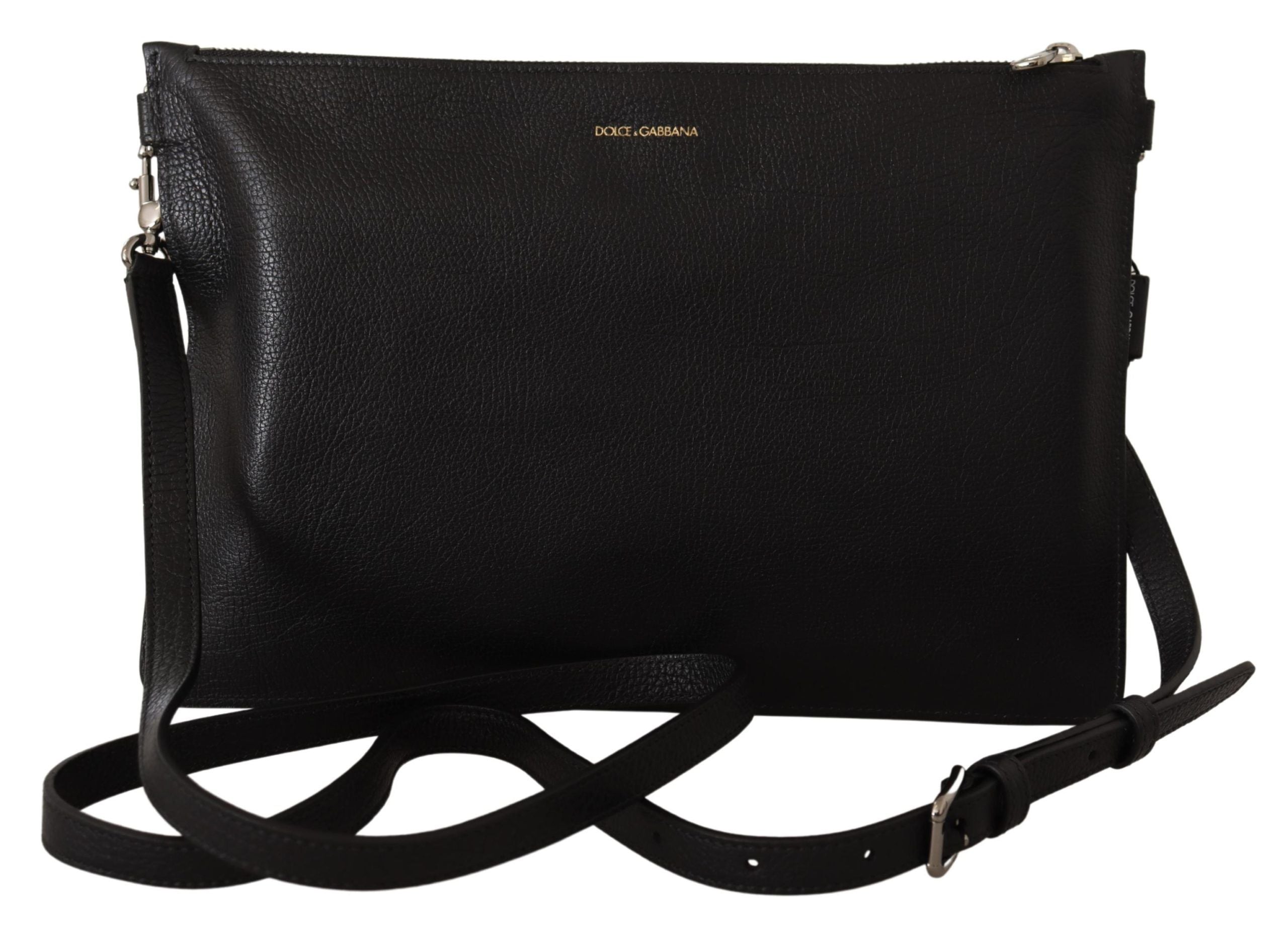 Dolce &amp; Gabbana Elegante Sling-Umhängetasche aus schwarzem Leder
