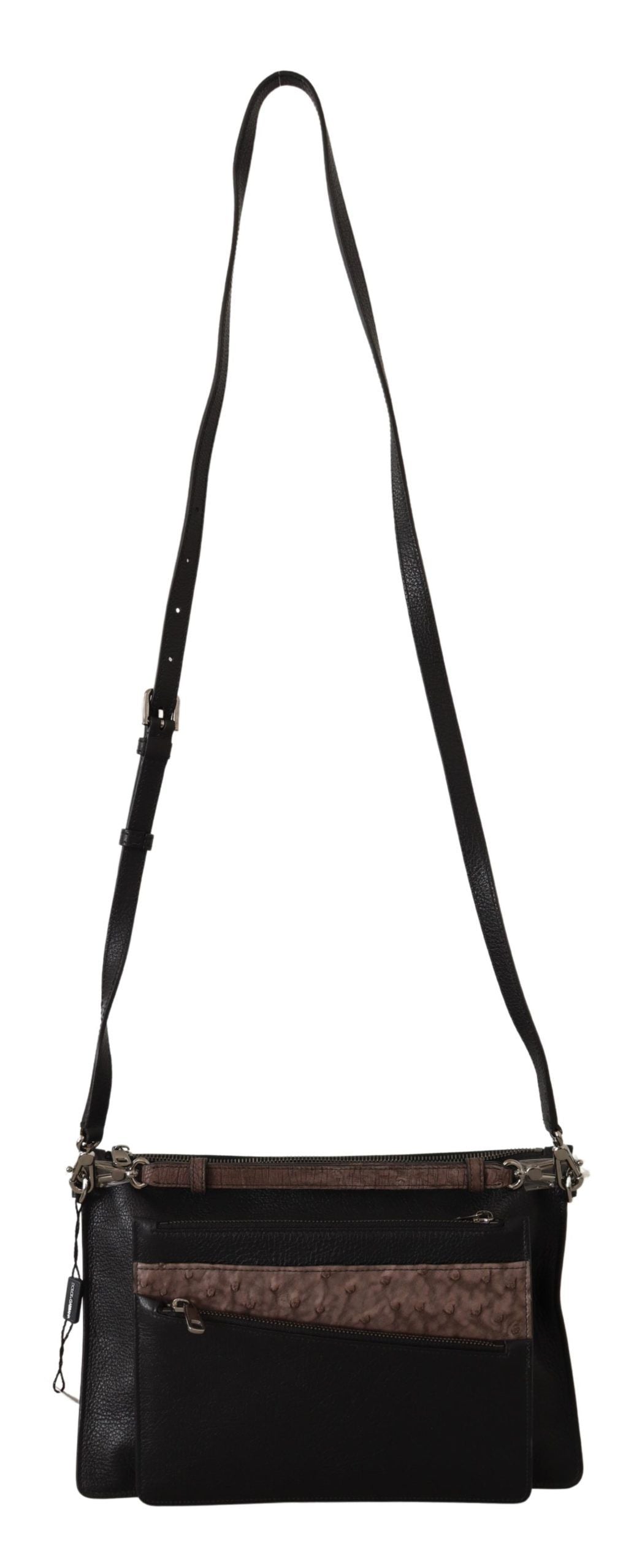 Dolce &amp; Gabbana Elegante Sling-Umhängetasche aus schwarzem Leder