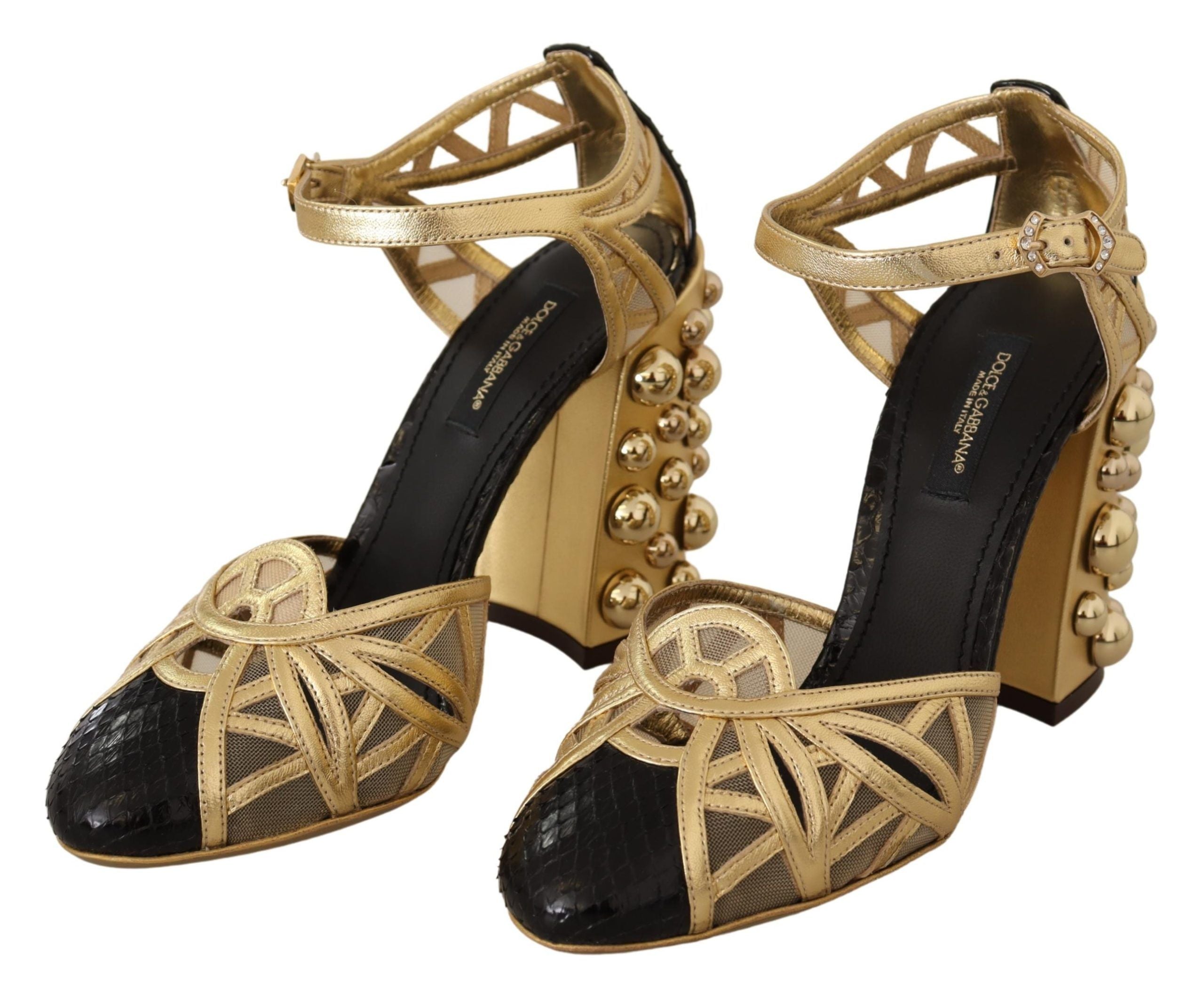 Dolce &amp; Gabbana Elegante Pumps aus Leder mit Kristallbesatz