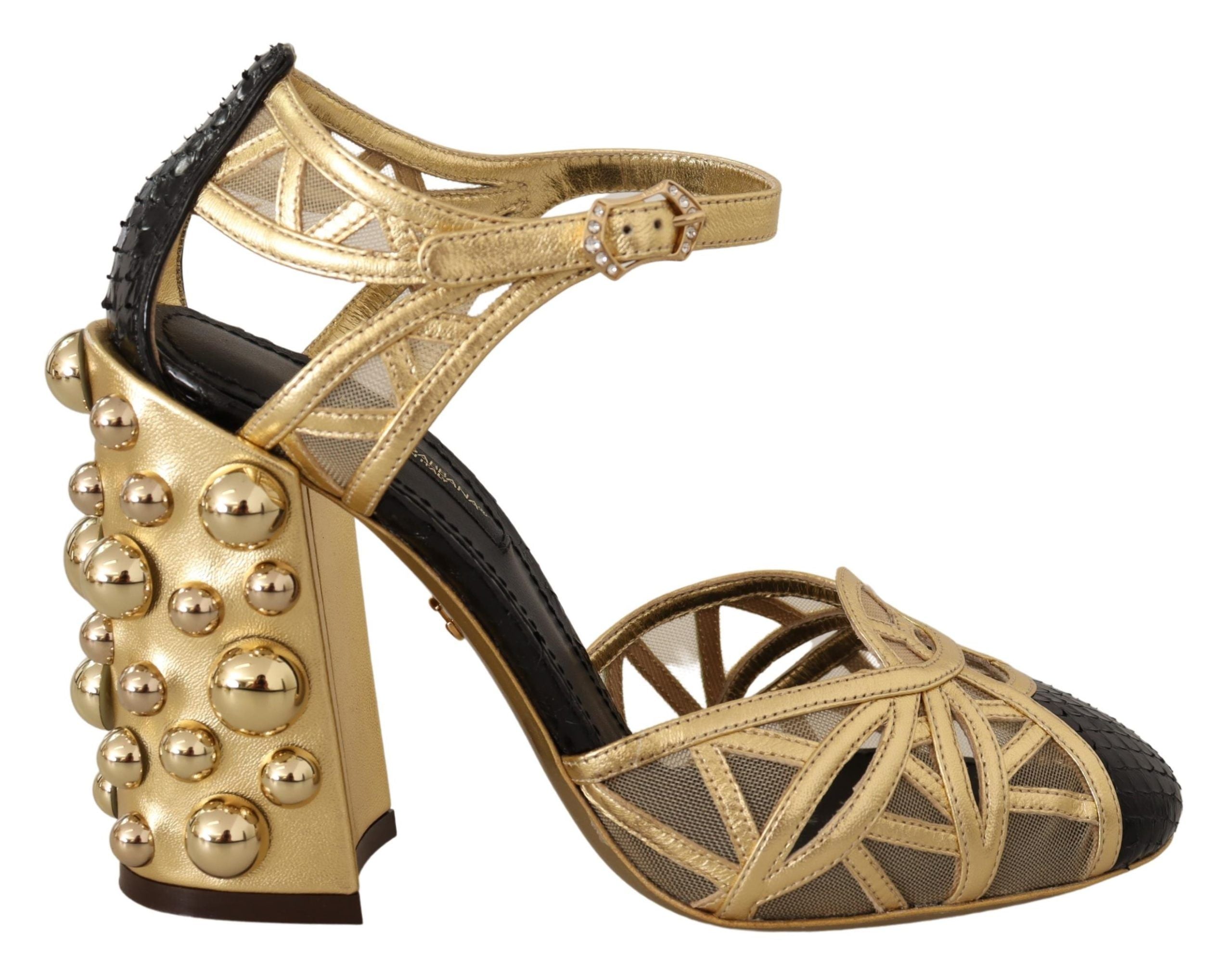 Dolce &amp; Gabbana Elegante Pumps aus Leder mit Kristallbesatz