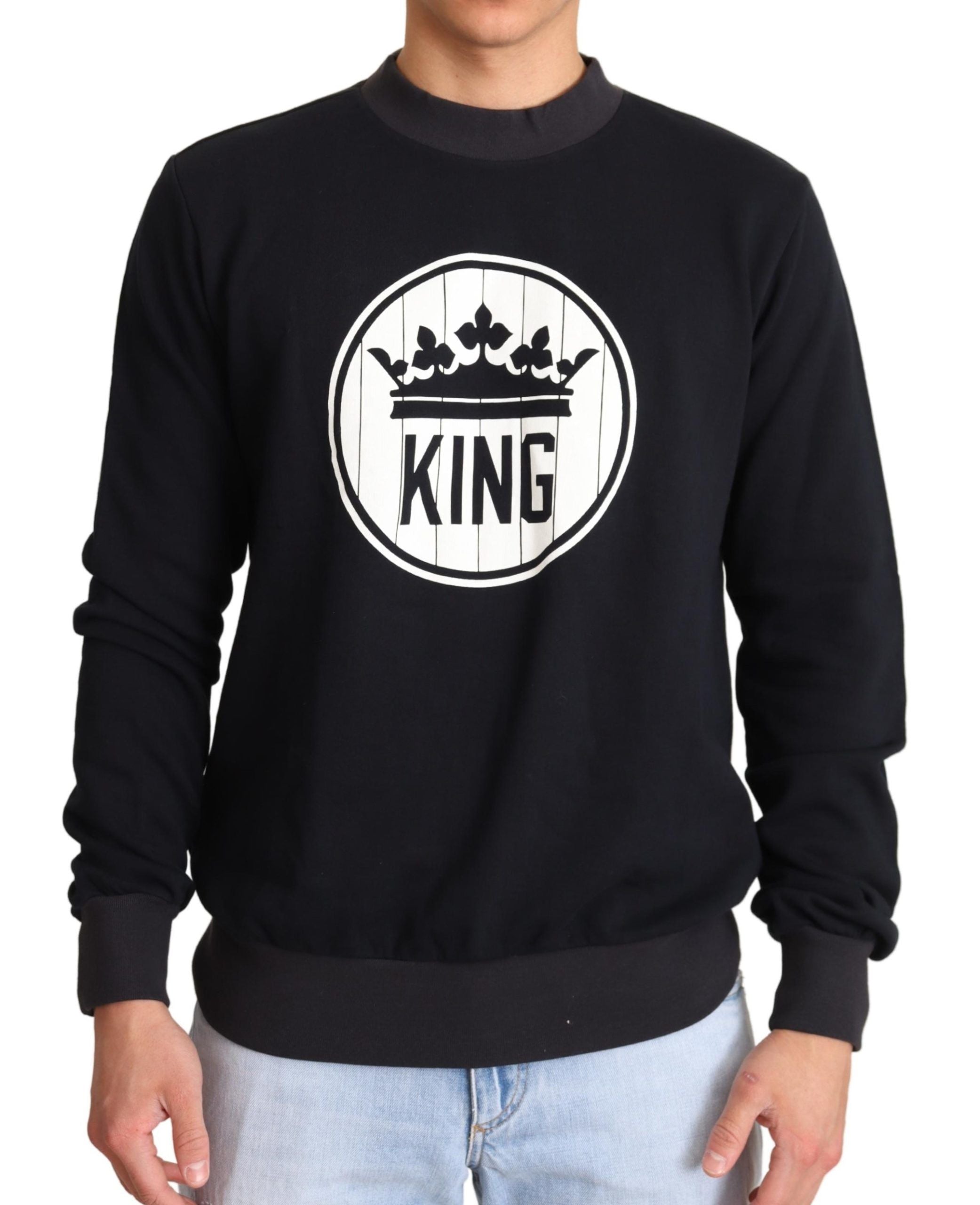 Pulover Dolce &amp; Gabbana cu guler rotund și motive Regal Crown