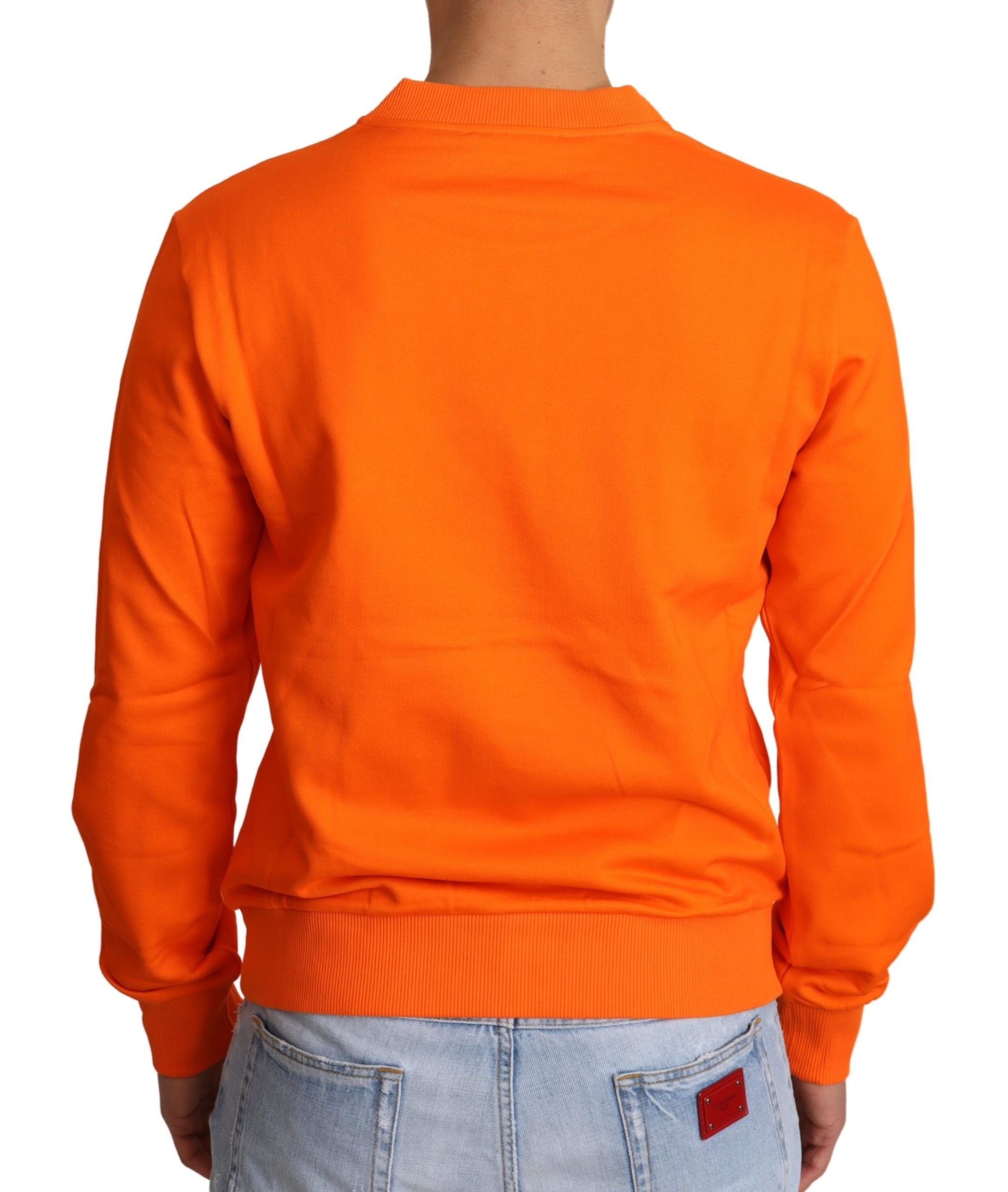 Pulover Dolce &amp; Gabbana Regal Crewneck din bumbac, portocaliu