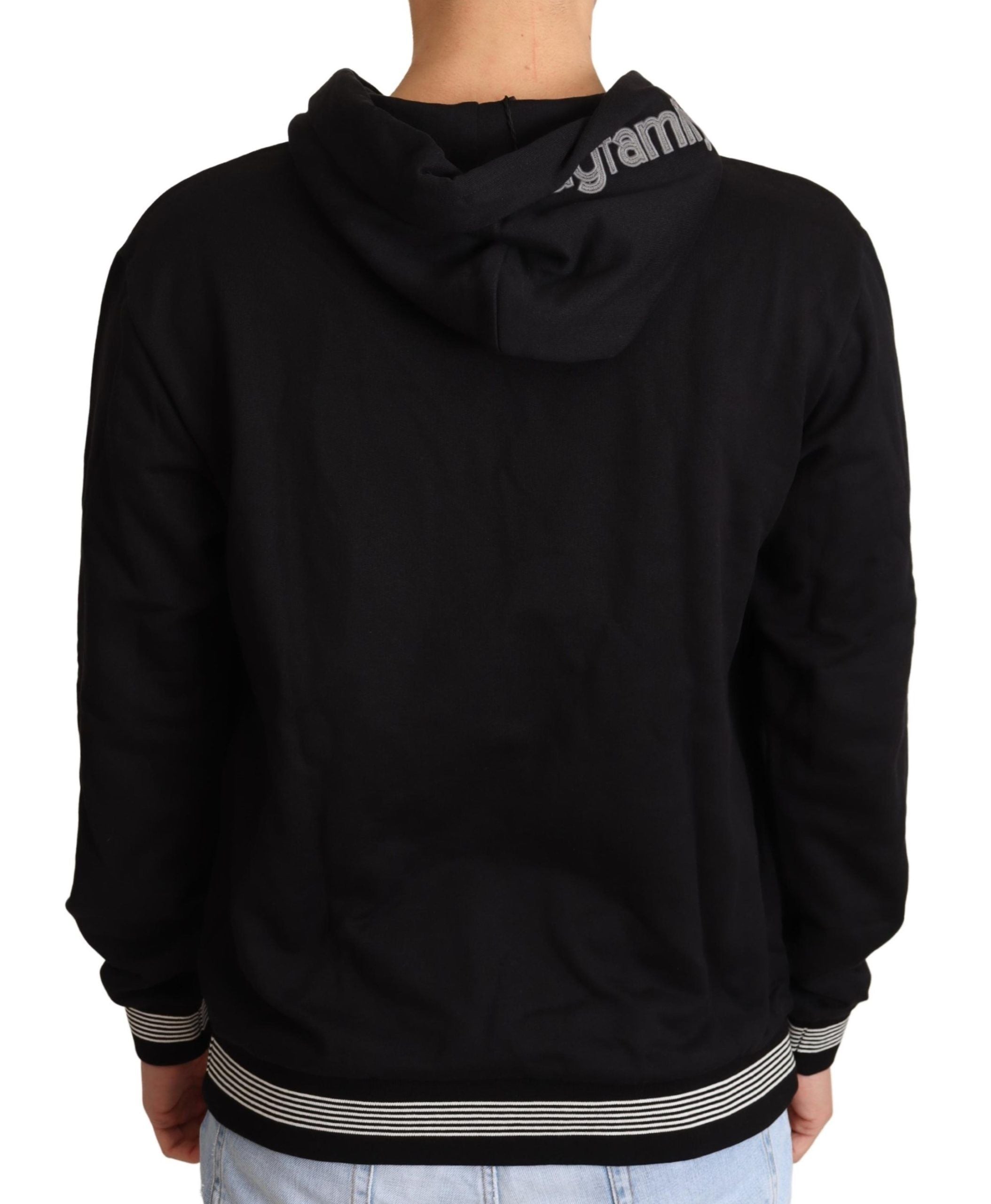 Pulover elegant din bumbac negru, brodat, Dolce &amp; Gabbana