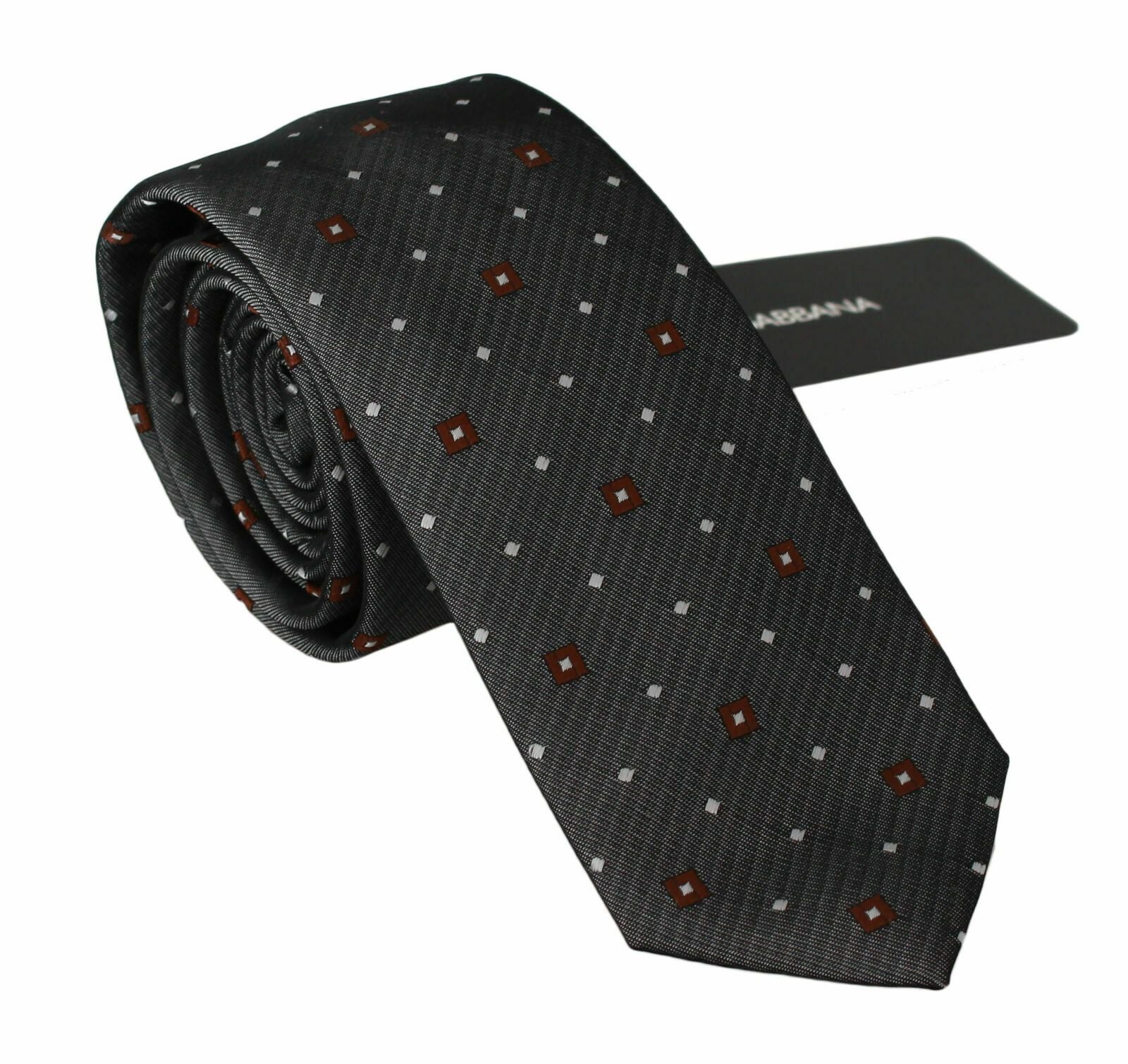 Cravată elegantă Dolce &amp; Gabbana din amestec de mătase gri cu model