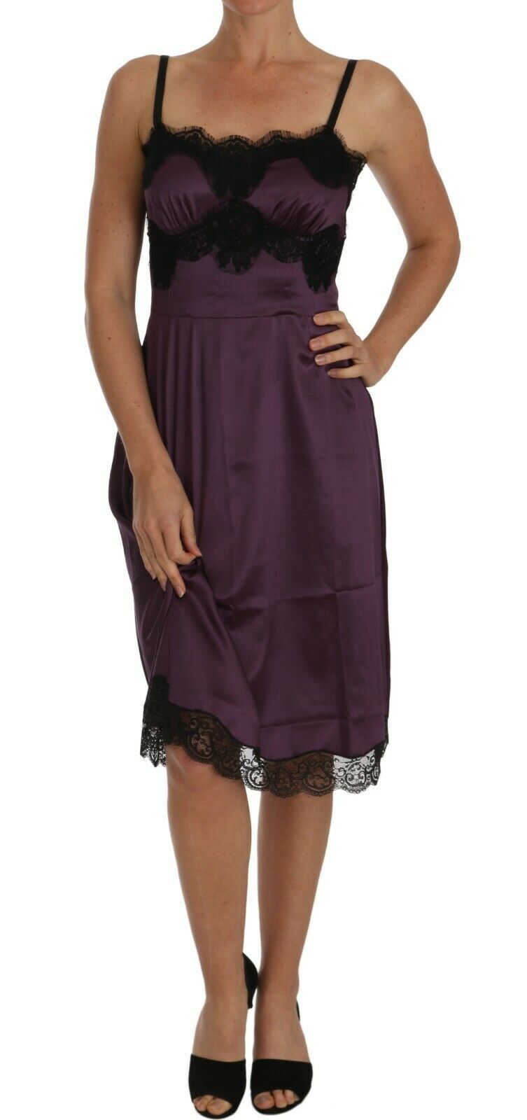 Rochie elegantă Dolce &amp; Gabbana din dantelă de mătase violet